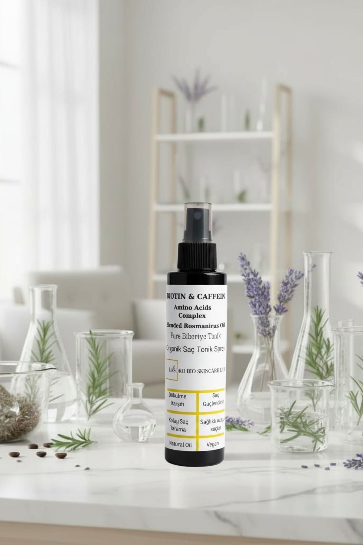 Lasoro Bio Skincare Lab Kolay Saç Tarama, Organik Biberiye , Biotin,tonik Sprey