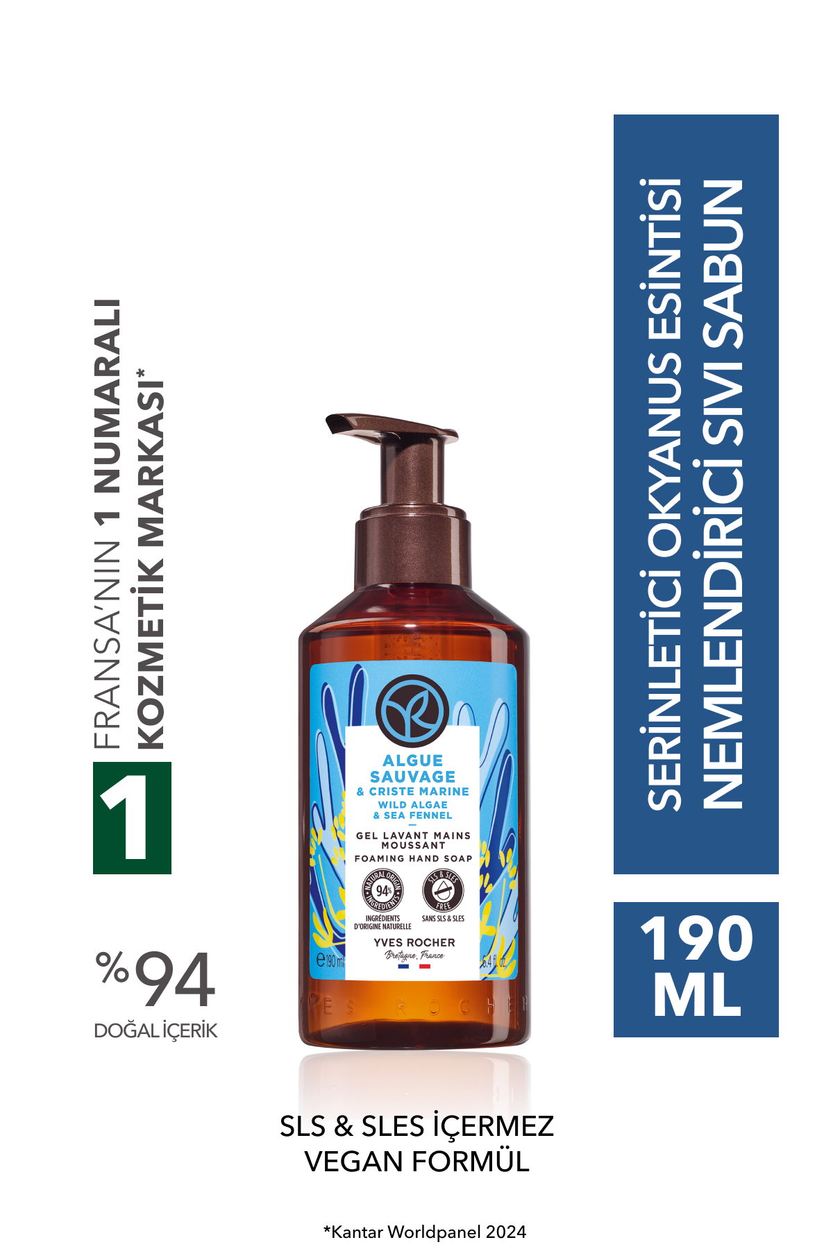 Yves Rocher Sıvı Sabun- Serinletici Okyanus Esintisi- SLS,SLES İçermez,Vegan-190ml