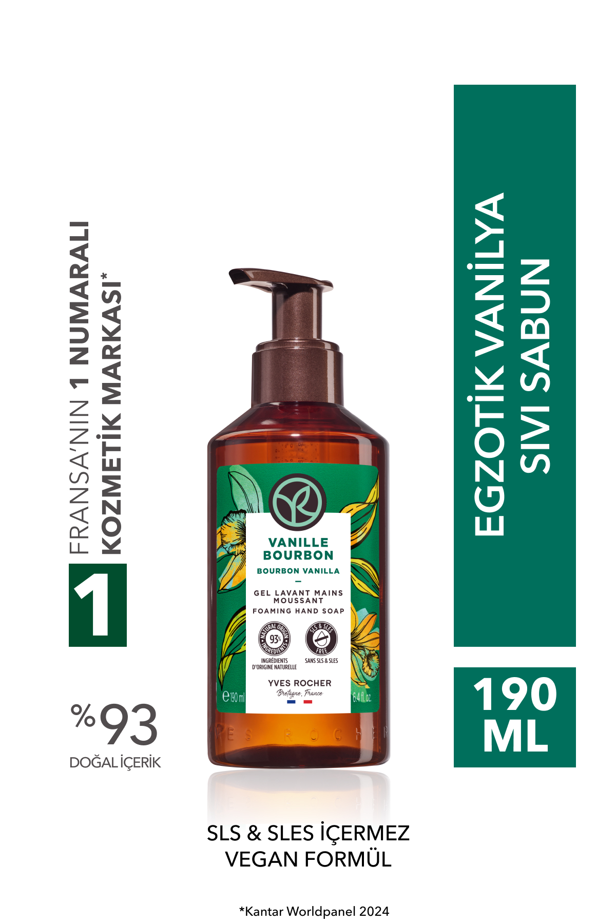Yves Rocher Sıvı Sabun- Egzotik Vanilya - SLS,SLES İçermez,Vegan-190ml
