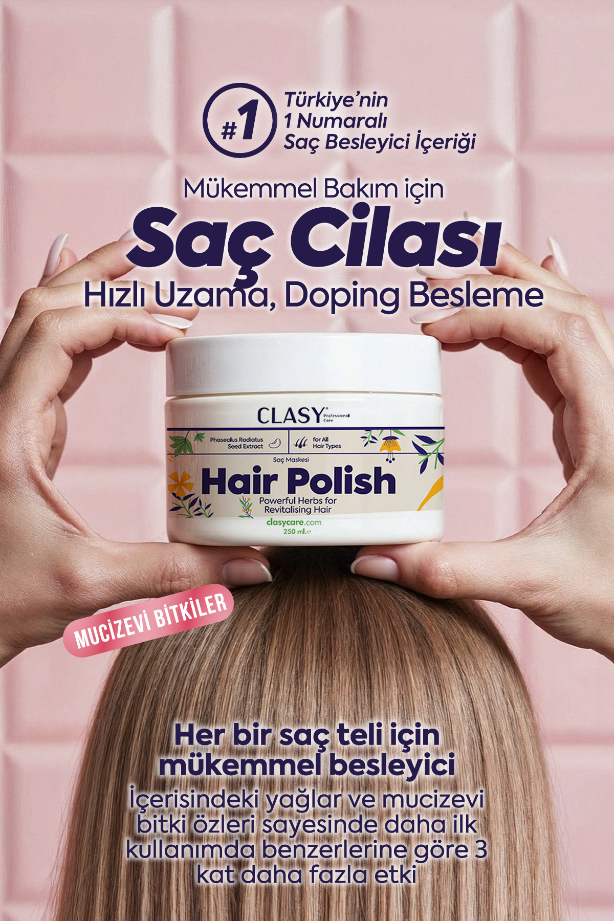 Clasy Care Hair Polish 250 ml Boyalı Saçlarda Dahil Tüm Saç Tipleri Için Saç Cilası