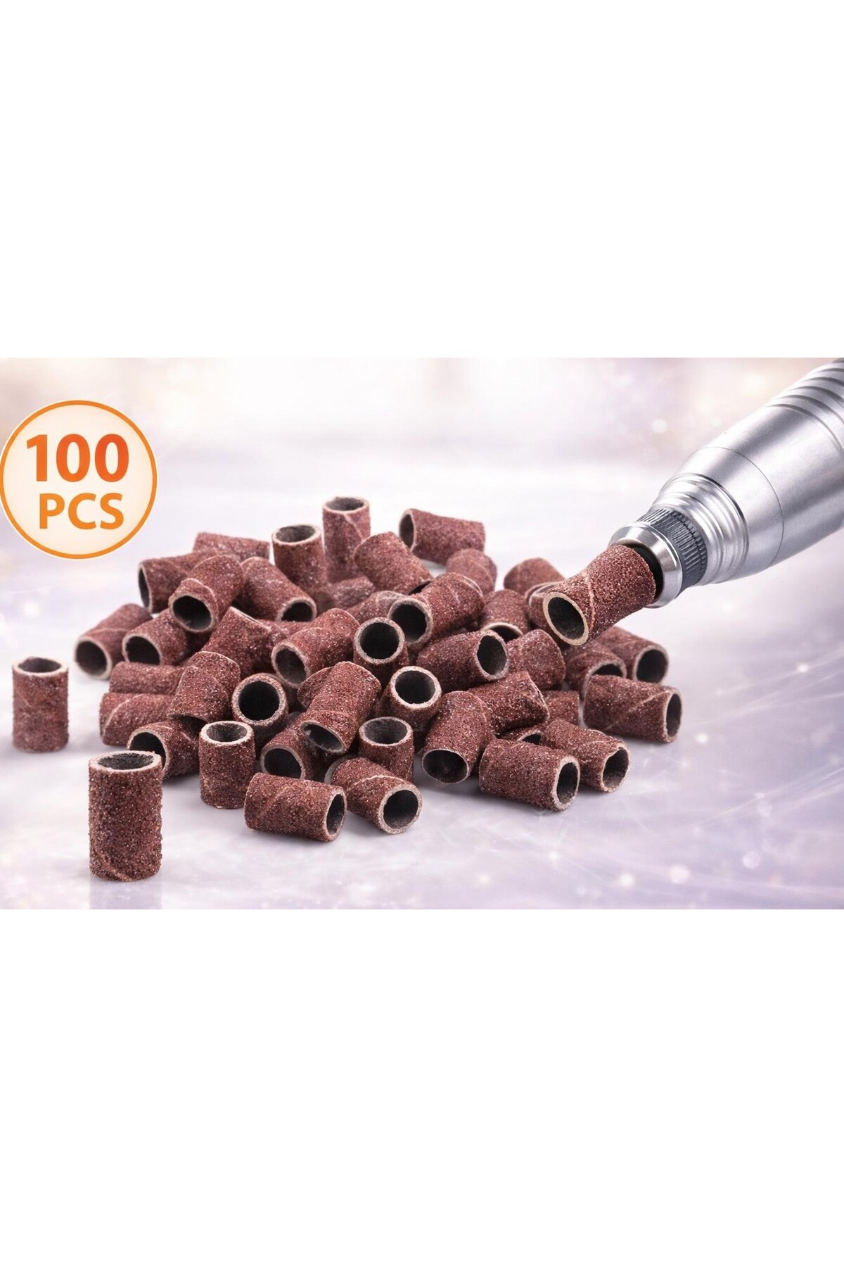 SİNKA 100 Adet Nail Art Tırnak Freze Uyumlu Zımpara Pedikür Manikür Törpü Uç Oje Çıkarıcı Zımpara