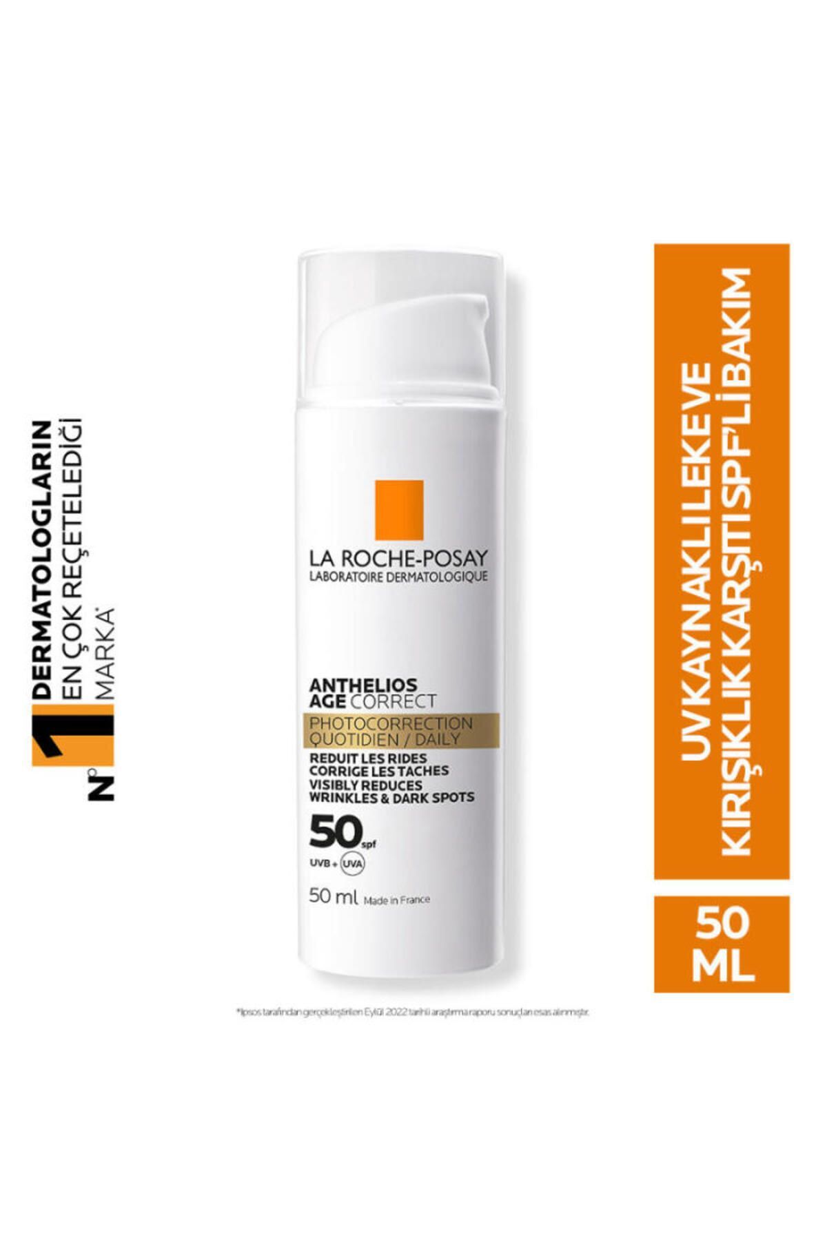 La Roche Posay Anthelios Age Correct Yaşlanma Karşıtı Nemlendiricili Hyalüronik Asitli SPF50 Güneş Kremi 50ml