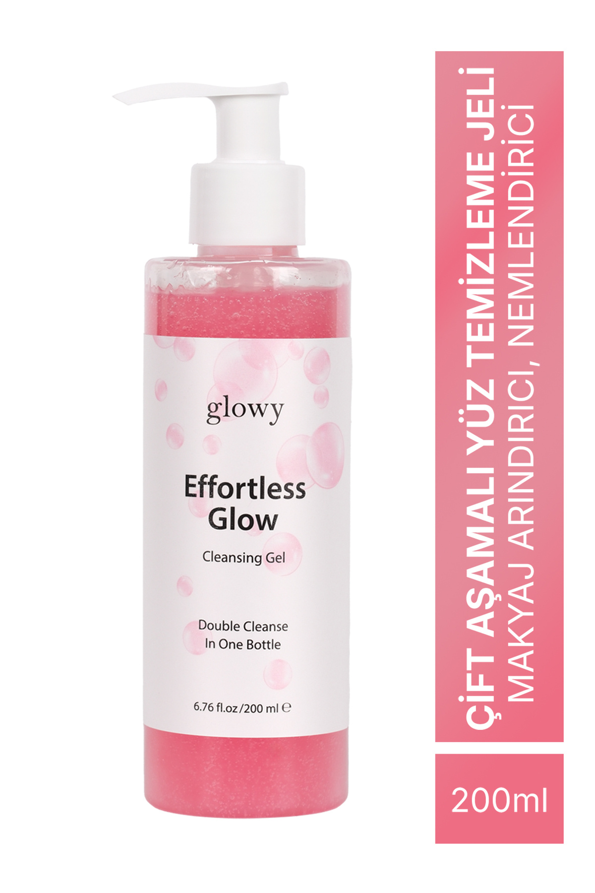 GLOWY Çift Aşamalı Yüz Temizleme Jeli Makyaj Arındırıcı Nemlendirici Effortless Glow 200ml