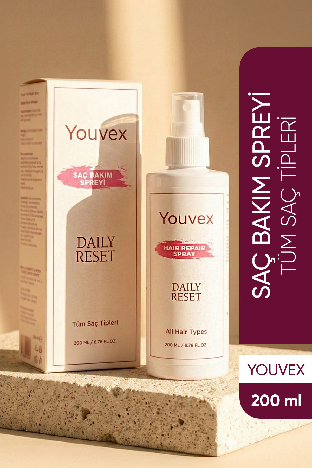 The Youvex Daily Reset Grape Exosome İçeren Saç Bakım Spreyi 200 ml