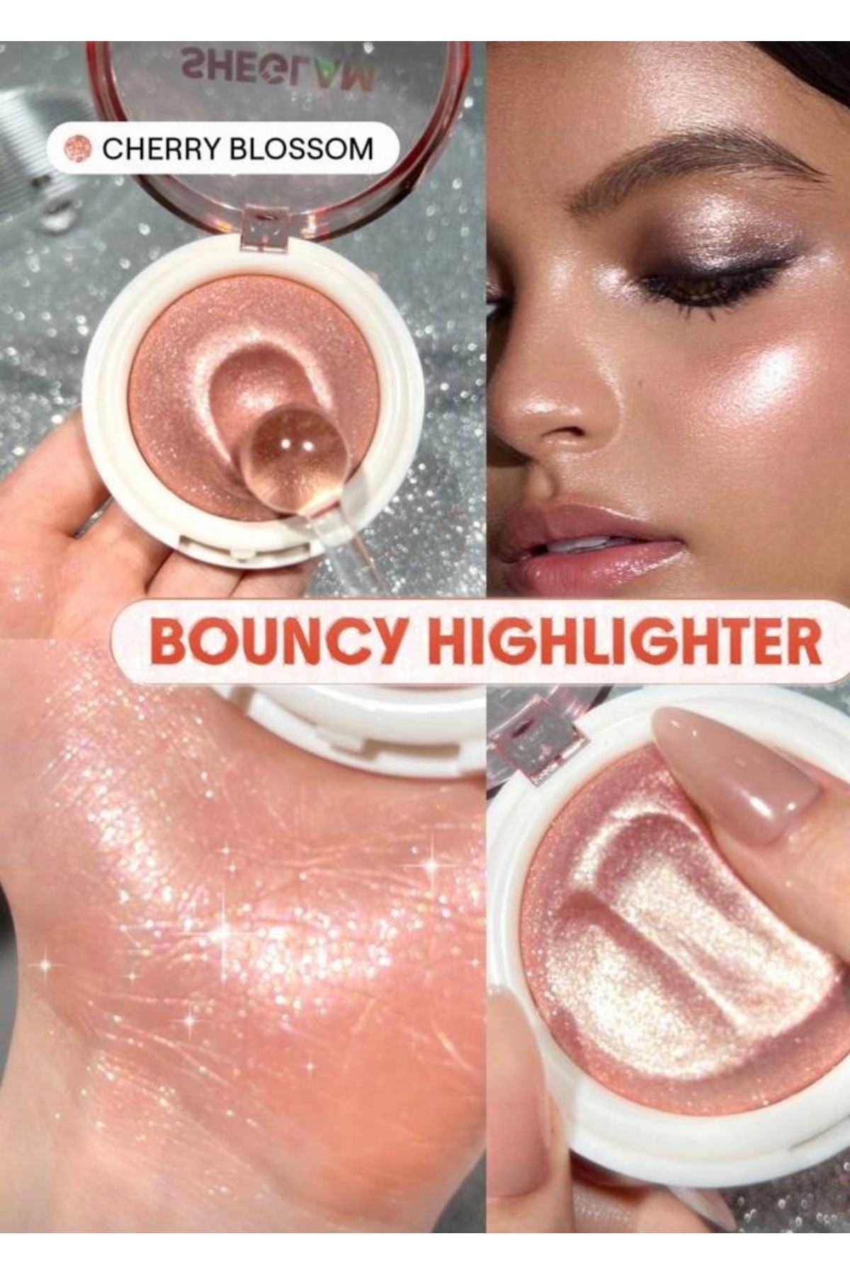 SHEGLAM Glowchi Bouncy Highlighter Cherry Blossom Işıltılı Aydınlatıcı(Açık pembe alt tonlu )