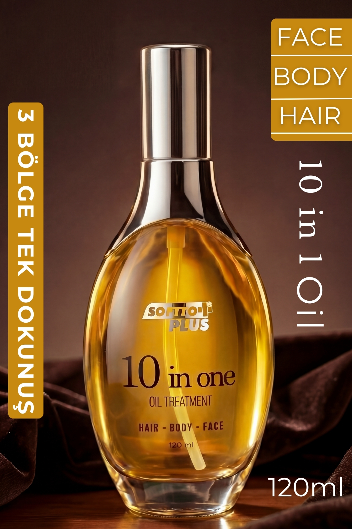 Softto Plus 10 ın 1 Değerli Yağ İçerikli Saç Vücut ve Yüz Bakım Yağı 120 ml