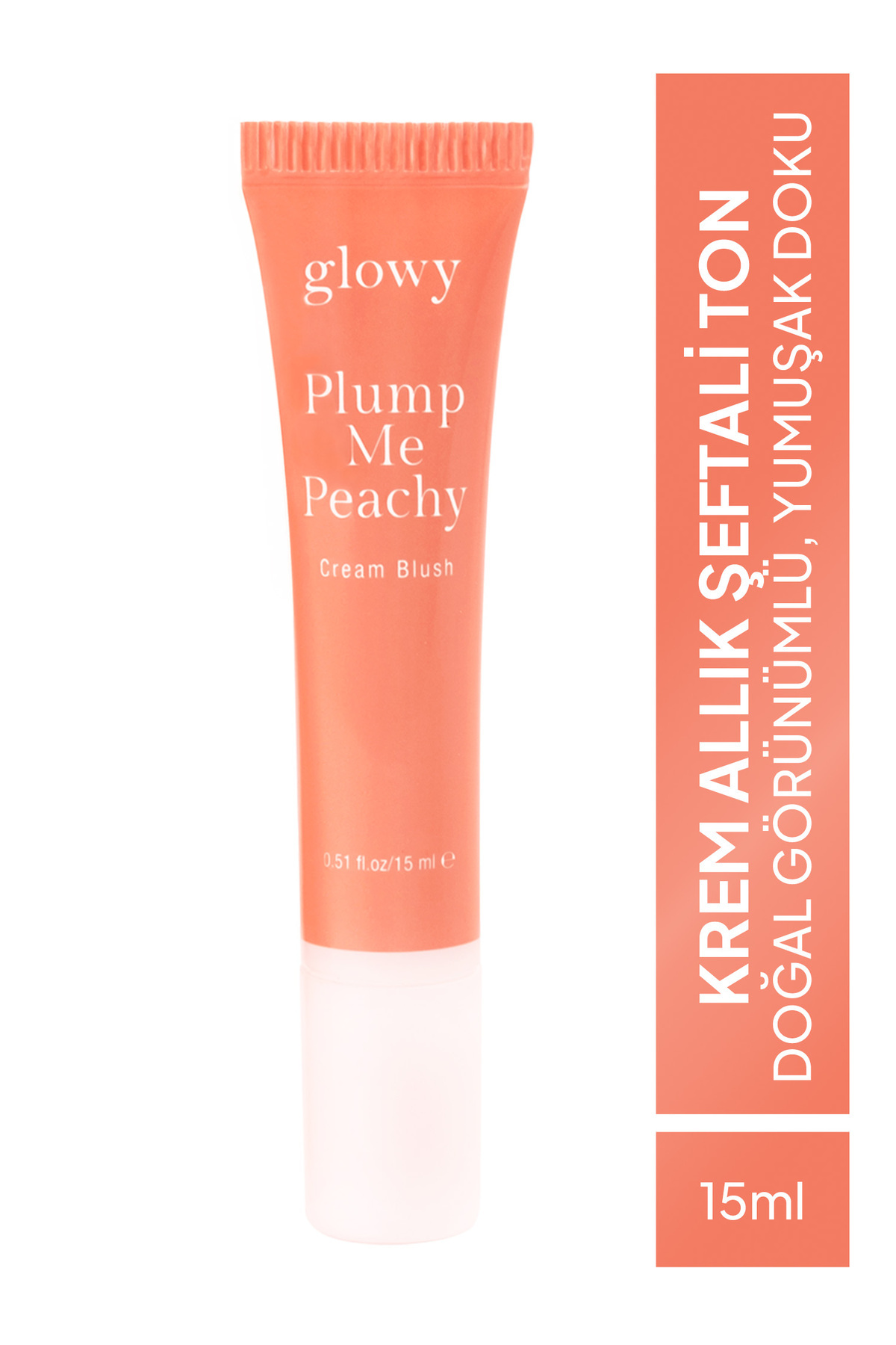 GLOWY Krem Allık Şeftali Ton Doğal Görünümlü Yumuşak Doku Plump Me Peachy 15ml