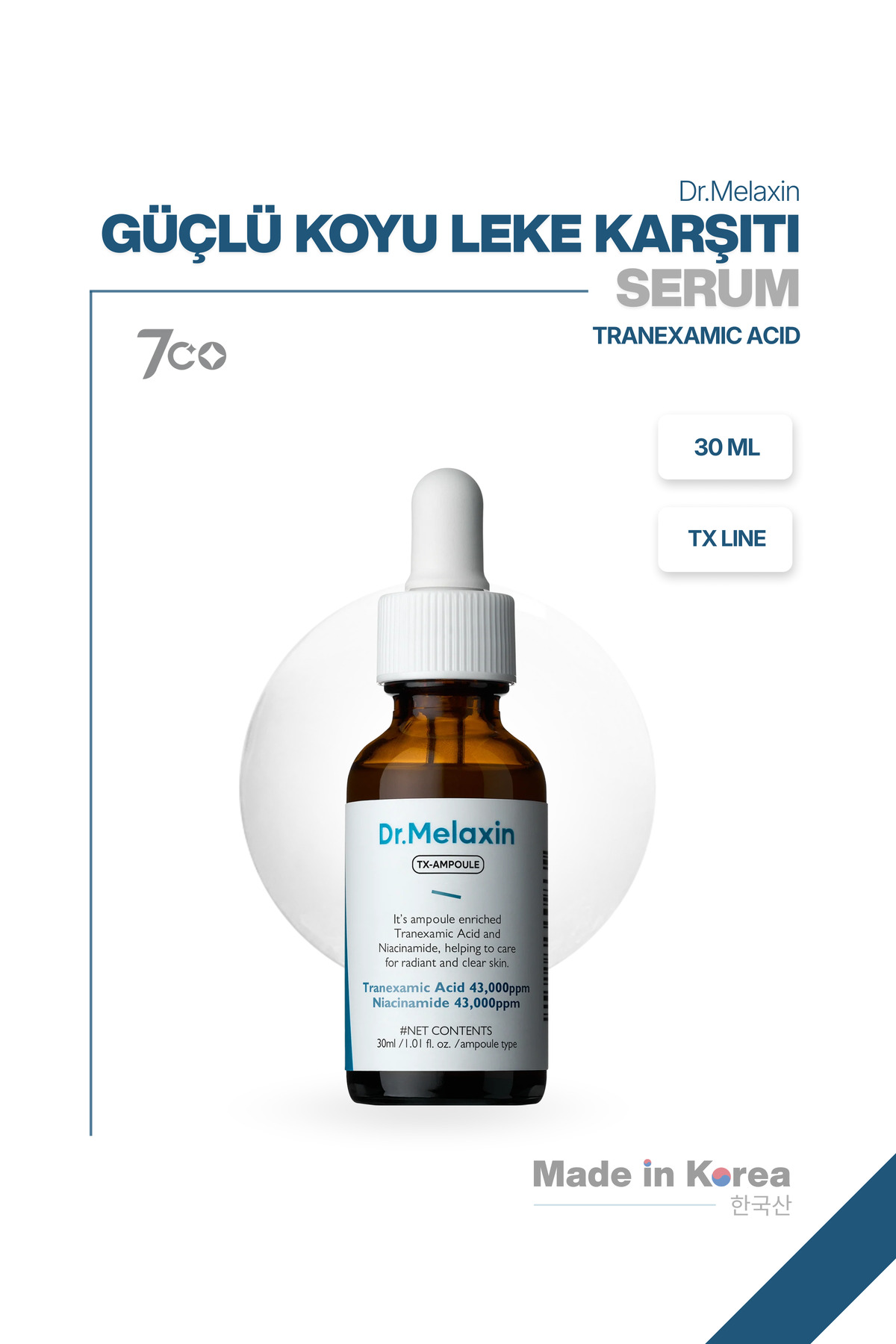 Dr.Melaxin Koyu Leke Karşıtı Aydınlatıcı Ampül – Traneksamik Asit Glutatyon Niasinamid Içerikli Tx-Ampül 30ml