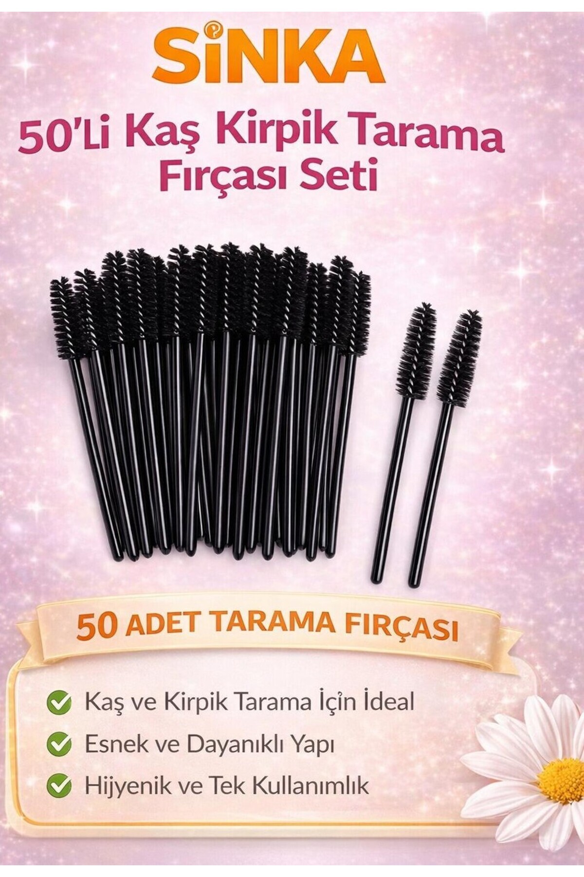 SİNKA 50 Li Kaş Kirpik Tarama Fırçası Kirpik Fırçası