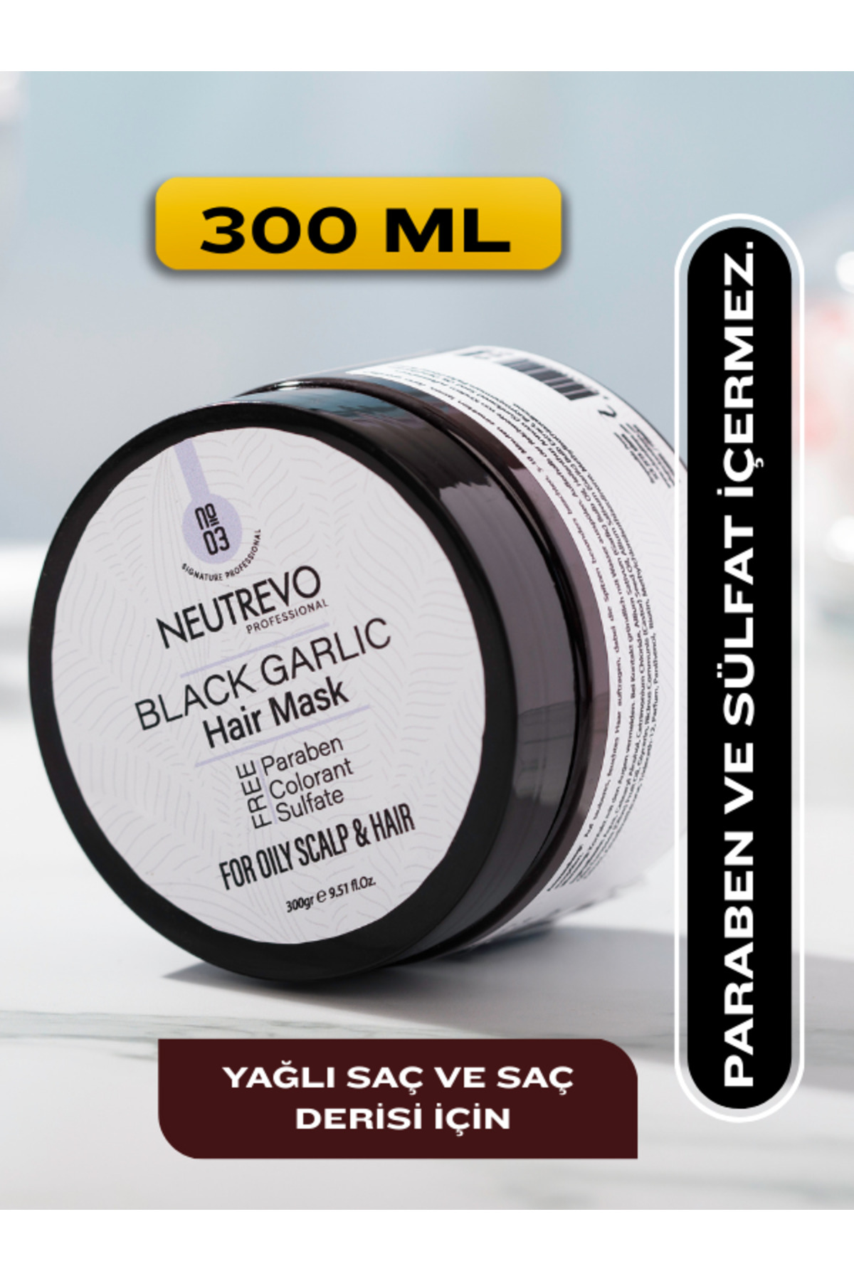 Neutrevo Professional No:3 Black Garlic Serisi Dengeleyeci ve Arındırıcı Saç Bakım Maskesi 300 ML