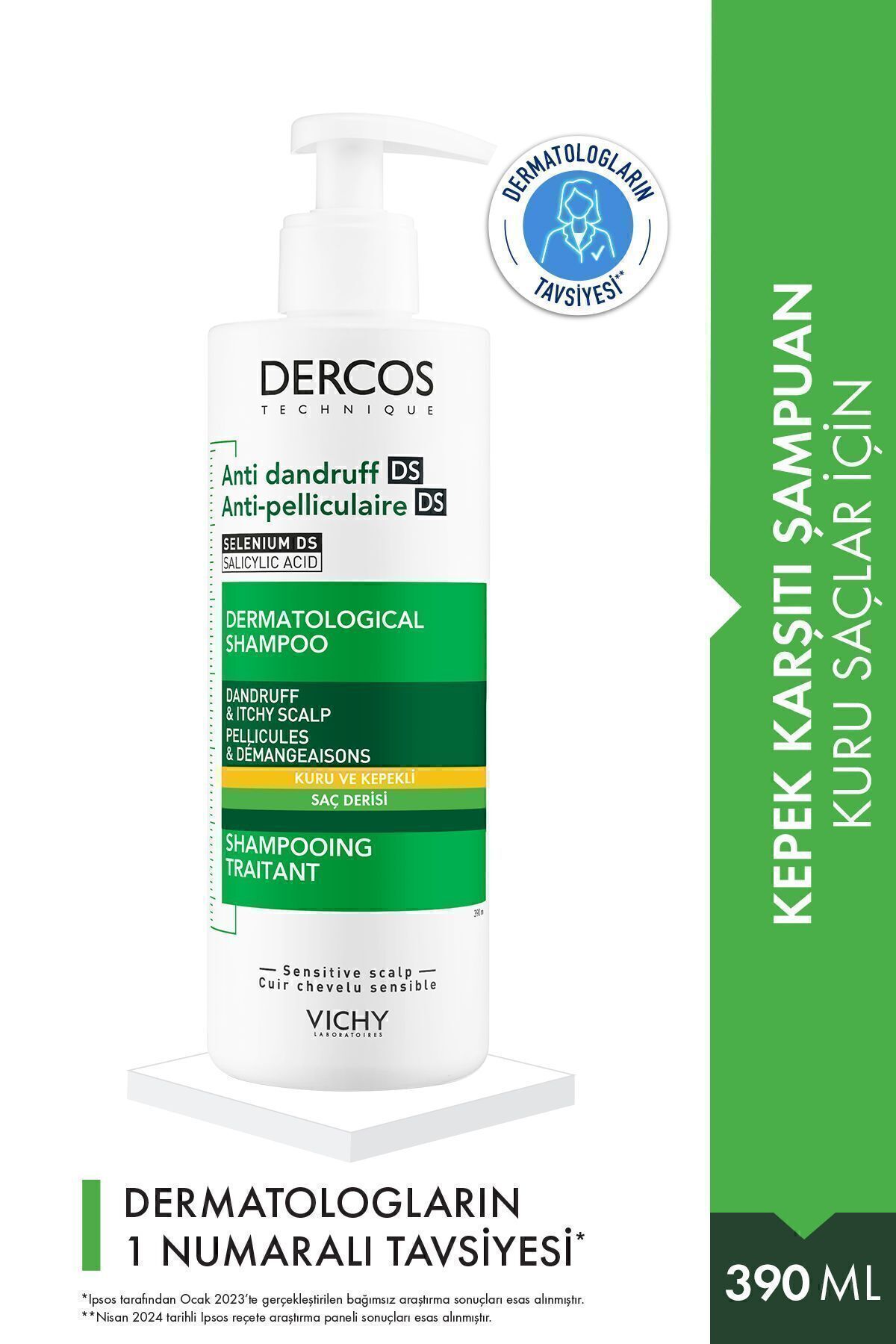 Vichy Dercos Anti-Dandruff Kepek Karşıtı Şampuan Kuru Saçlar 390 ml 8690595028071