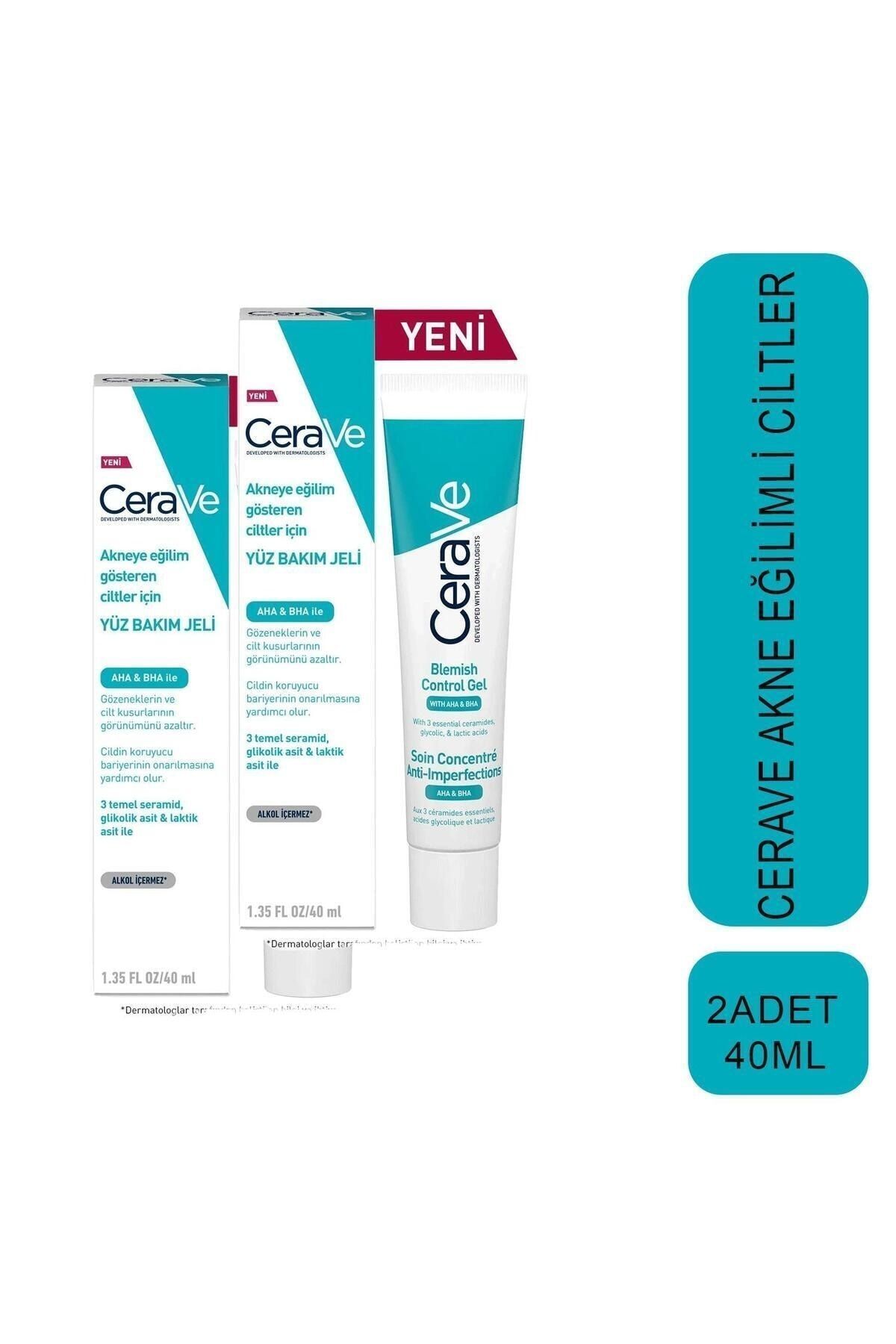 CeraVe Akneye Eğilimli Ciltler İçin Yüz Bakım Jeli 40 ml 2 Adet