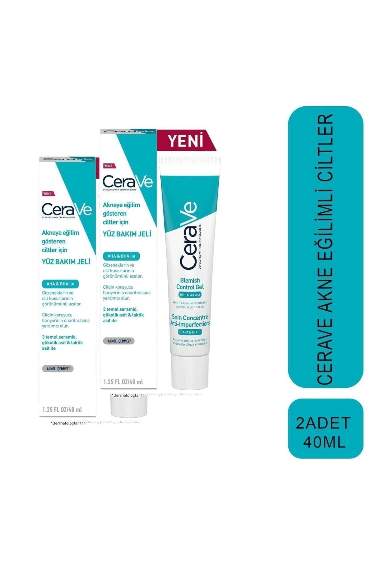 CeraVe Akneye Eğilimli Ciltler İçin Yüz Bakım Jeli 40 ml 2 Adet