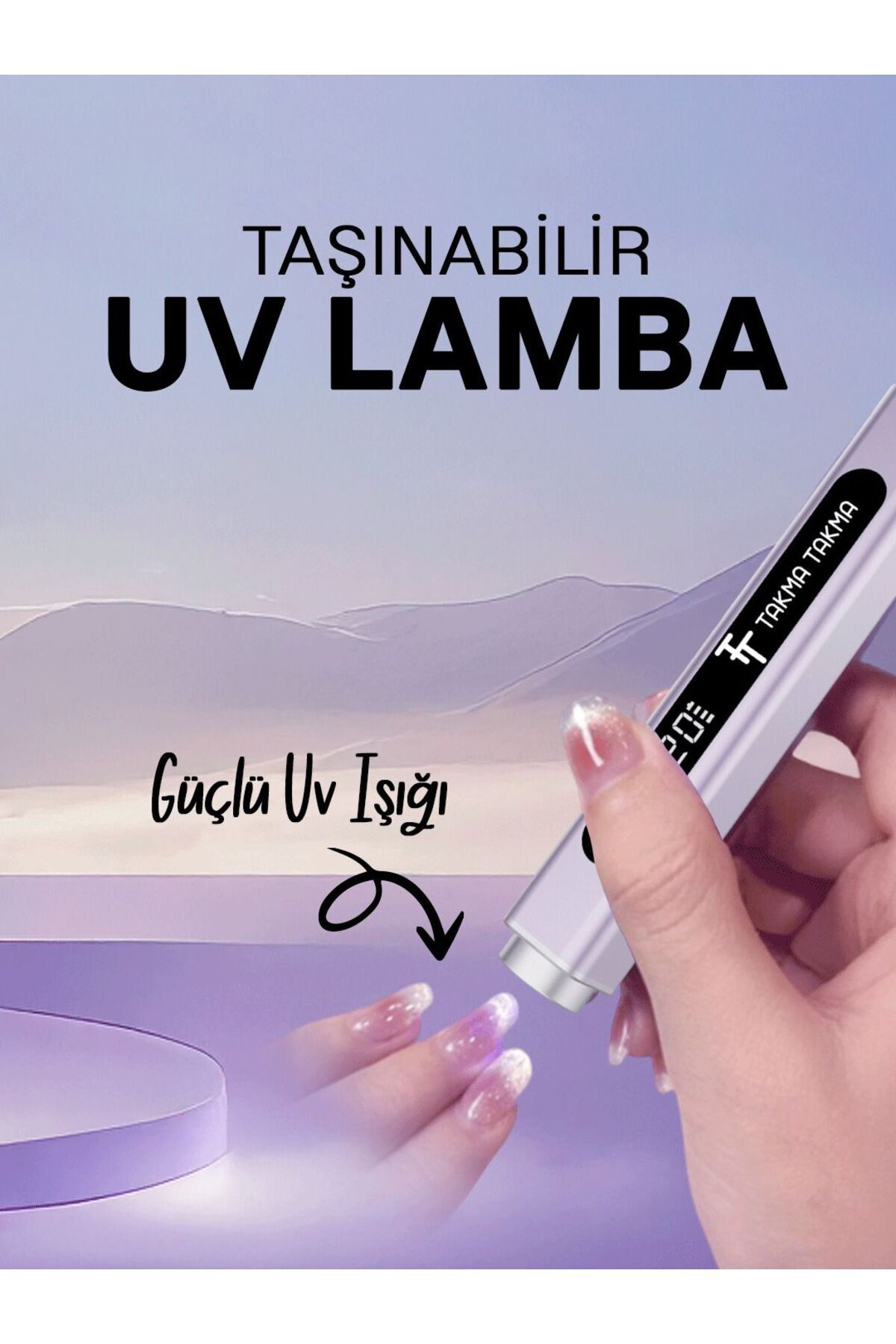 Takma Takma UVKCM Taşınabilir Güçlü Kalıcı Oje ve Protez Tırnak Kurutma Mini UV Type-C Şarjlı,