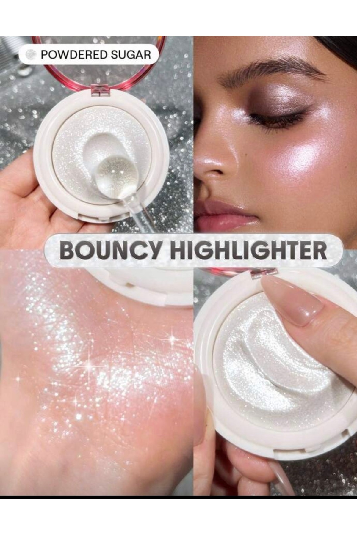 SHEGLAM Glowchi Bouncy Highlighter Powdered Sugar Işıltılı Aydınlatıcı(Açık beyaz)