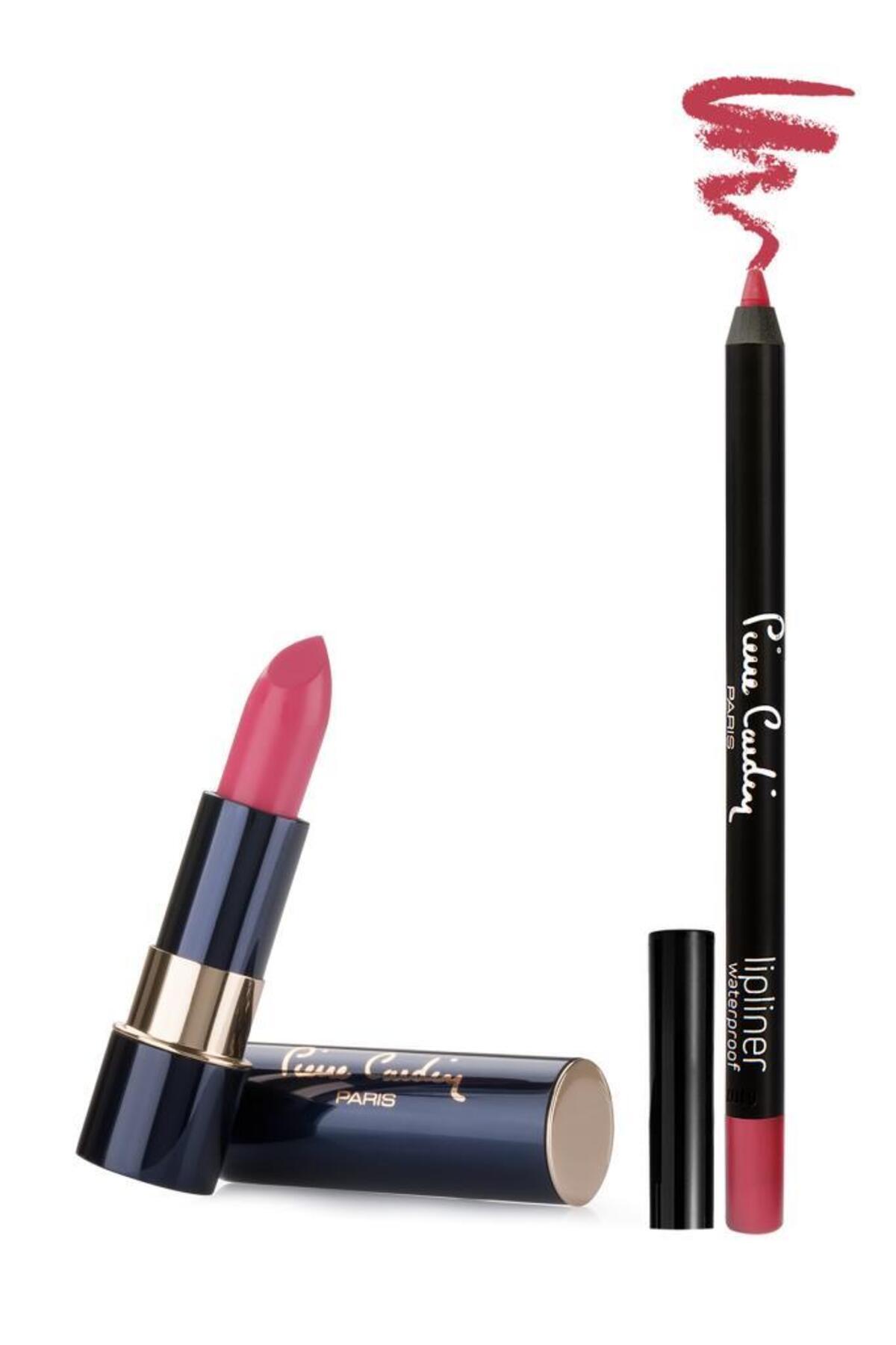 Pierre Cardin Matte Rouge Mat Ruj Sugar Candy - Lipliner Suya Dayanıklı Dudak Kalemi- 2'li Set