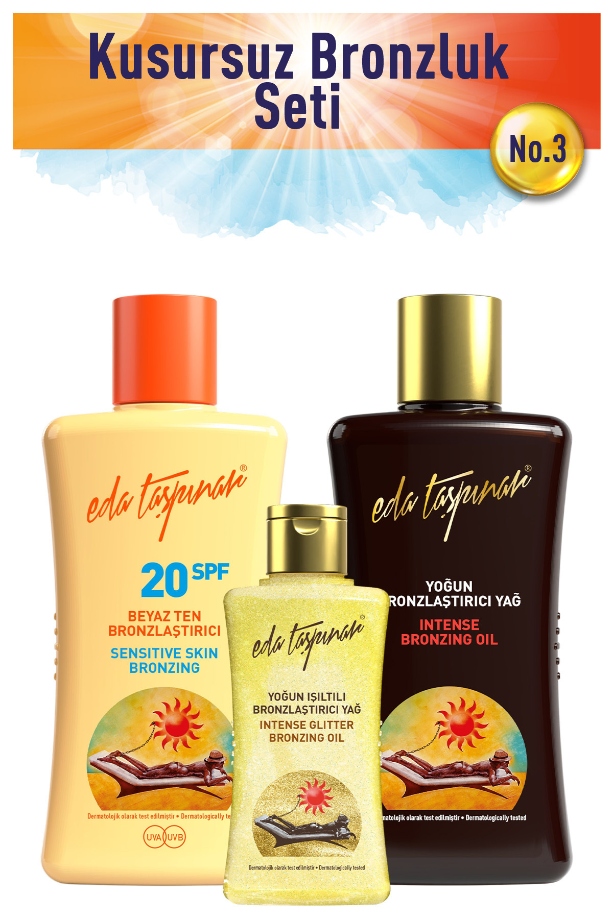 Eda Taşpınar Kusursuz Bronzluk Seti no.3 Spf0+BeyazT+MiniIşıltılı (EGX03-EGX19-EGX95)