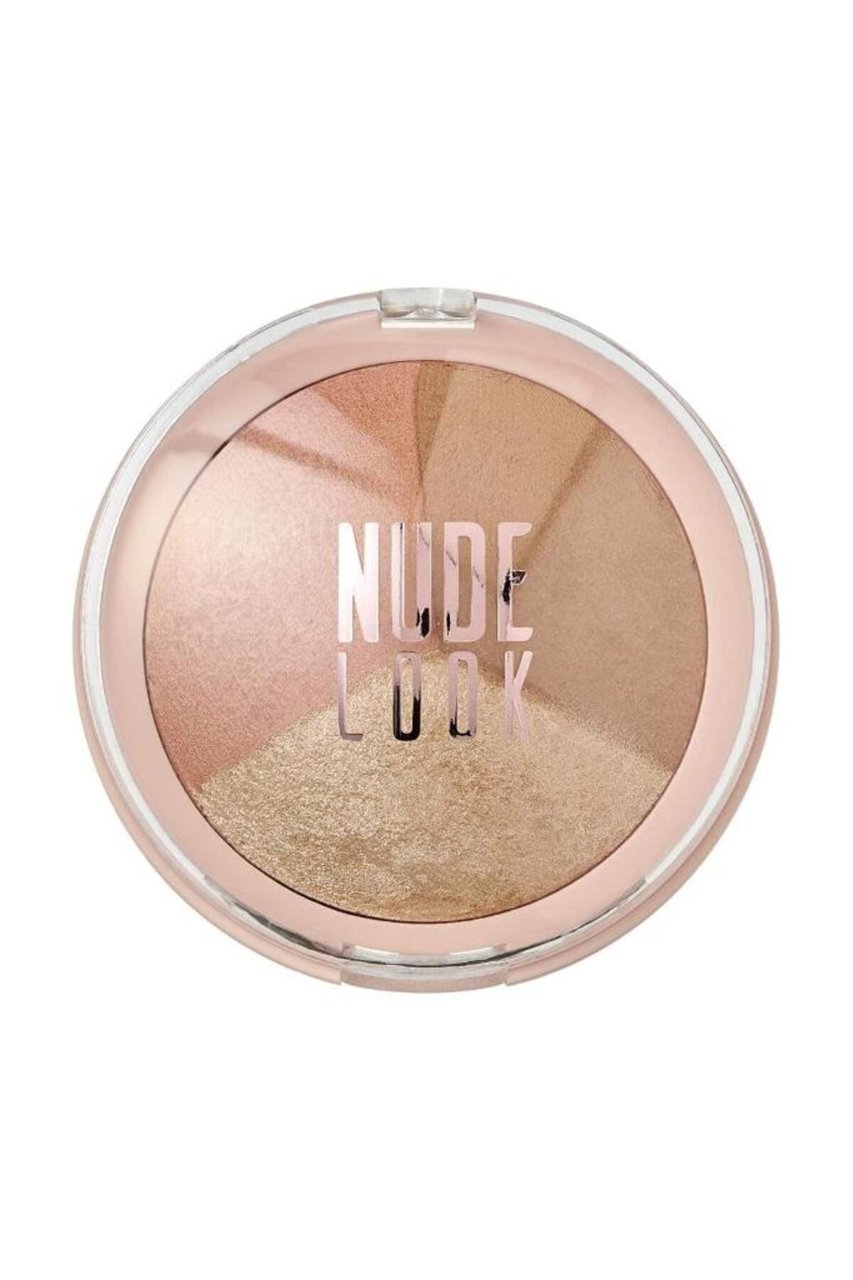 Golden Rose Nude Look Baked Trio Face Powder - Fırınlanmış 3'lü Allık, Bronzer ve Aydınlatıcı Paleti