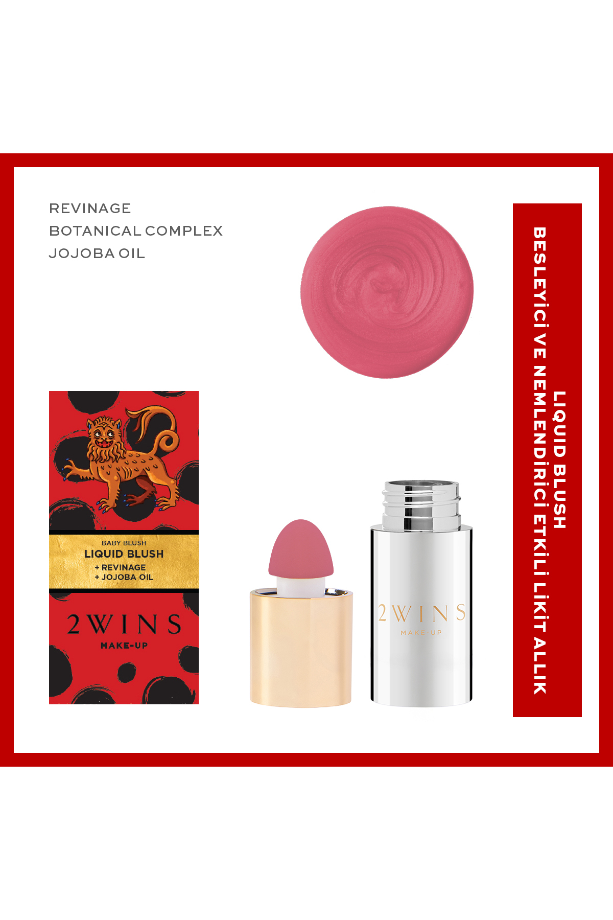 2wins Besleyici ve Nemlendirici Etkili Süngerli Likit Allık-Bubble Gum
