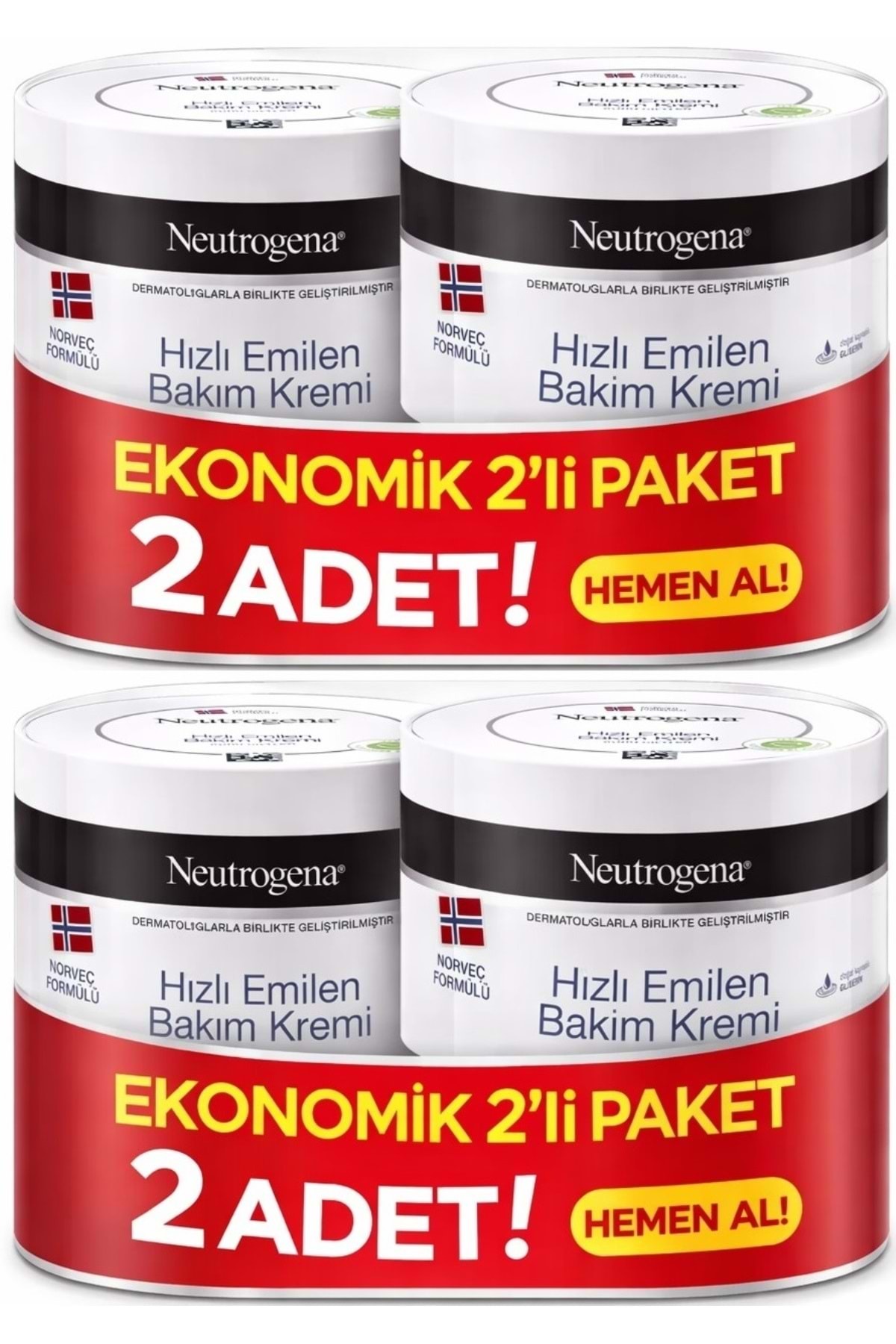 Neutrogena Norveç Formülü Hızlı Emilen Bakım Kremi 200ML+200ML 400ML Avantaj PK (2 Li Set)