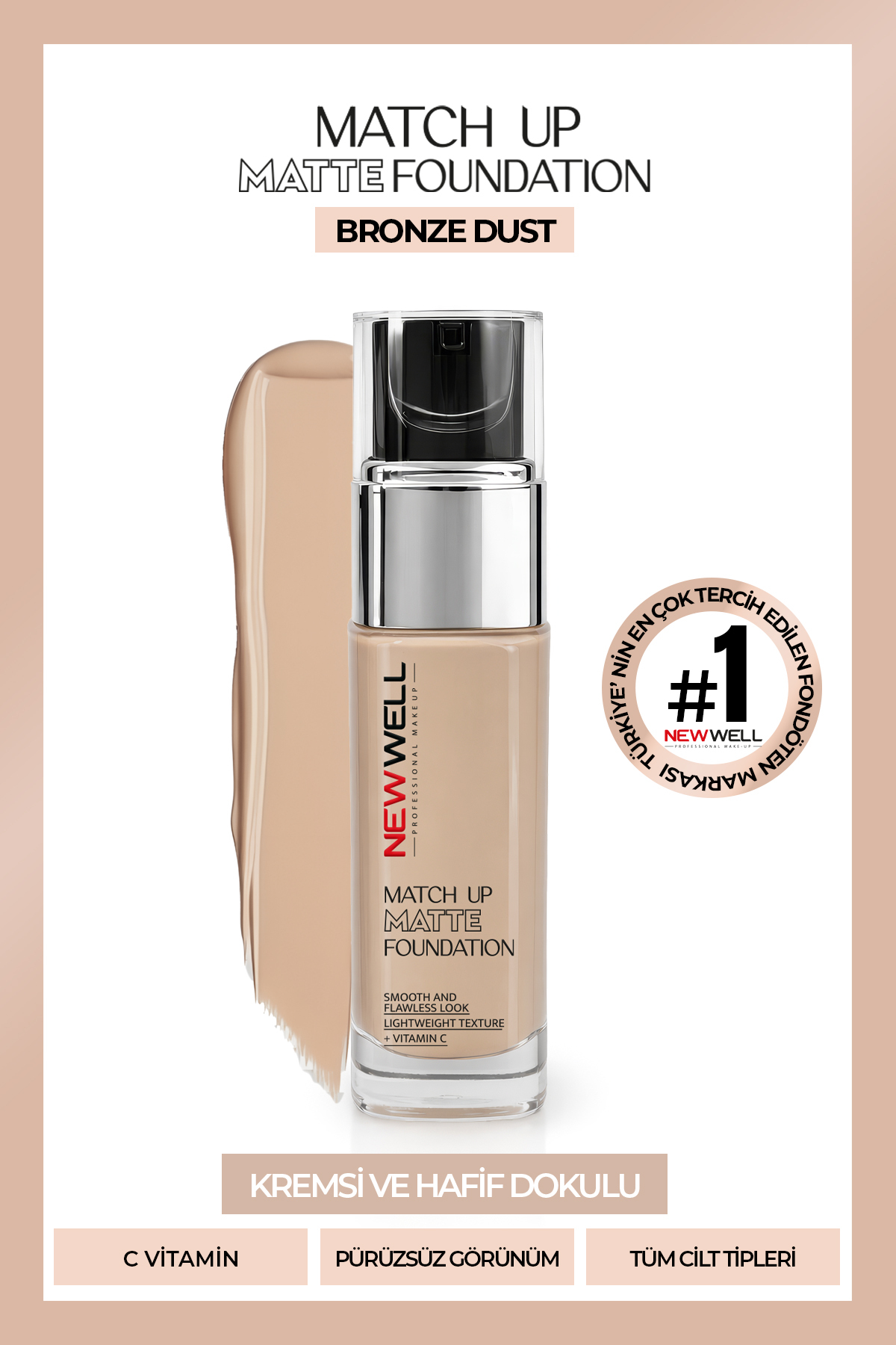 New Well Match Up Matte Foundation Bronze Dust 02 34 gr