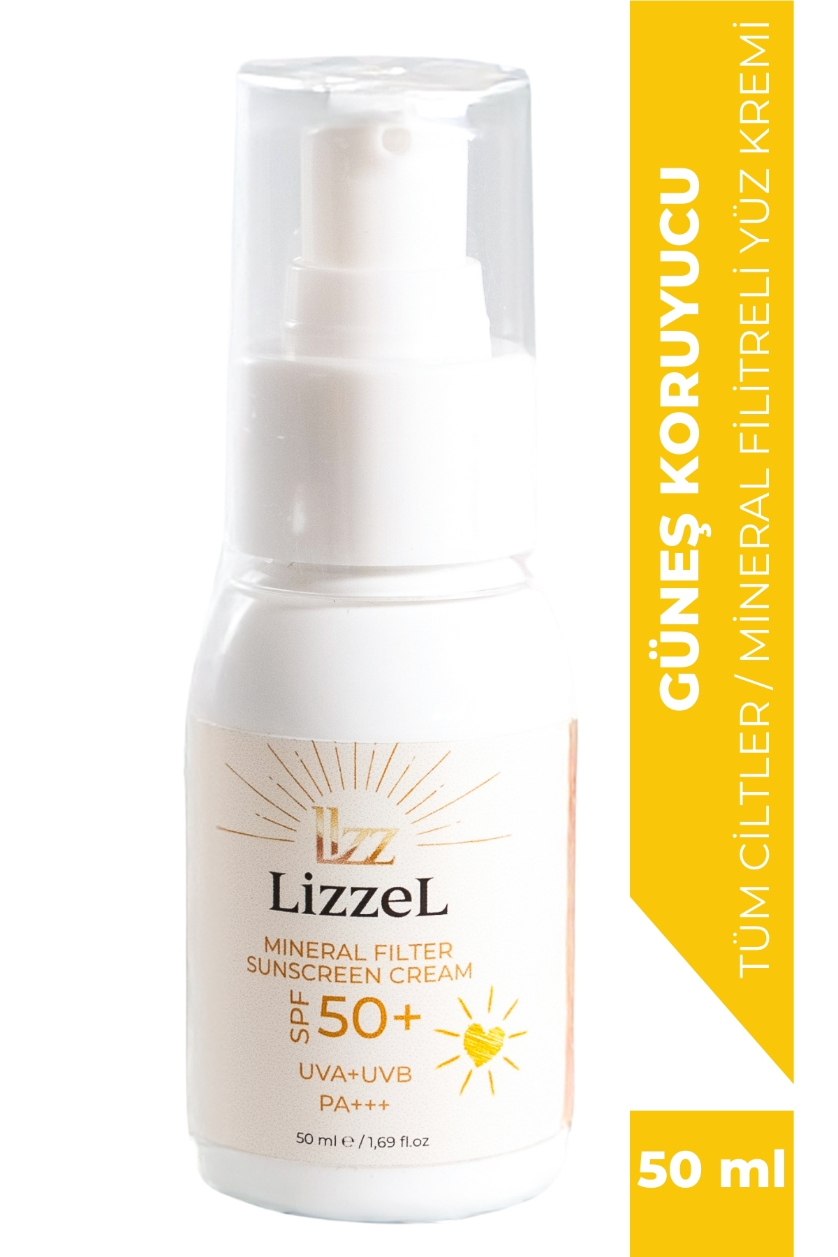 LizzeL MINERAL FILTER SUNSCREEN CREAM SPF 50+ UVA+UVB PA+++ MİNERAL FİLİTRELİ GÜNEŞ KREMİ 50 ml
