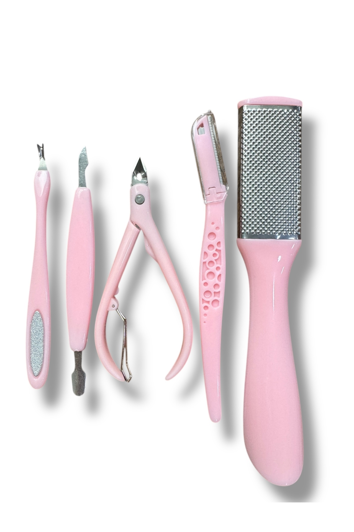 Croc PS01 Pembe Kişisel Bakım Seti 5li, Topuk Törpüsü, Tırnak Pensi, Kaş Usturası, İtici,