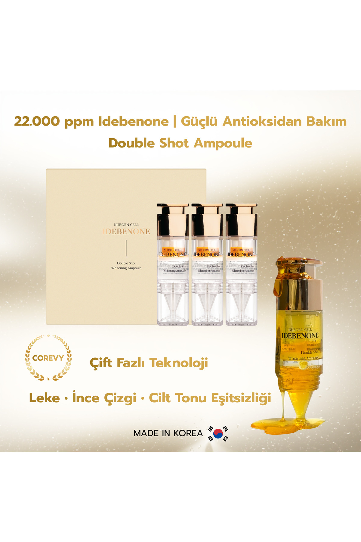 BLANC DUBU Nuborn Cell - Idebenone Double Shot Ampoule Set | 3x11 mL | Idebenone İçerikli Çift Fazlı Ampul Seti