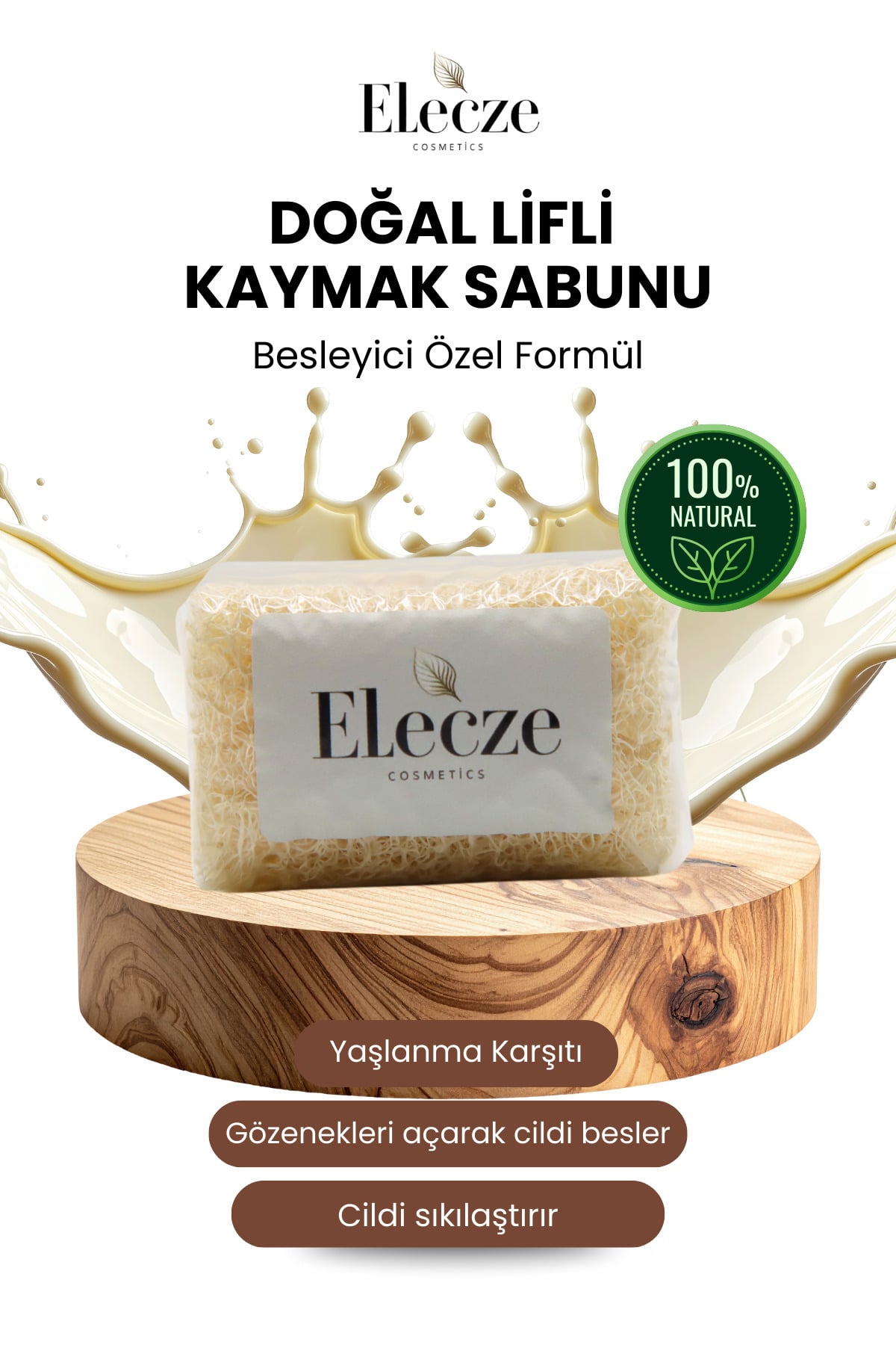 Elecze cosmetıcs Lifli Kaymaklı Sabun – Sıkılaştırıcı, Nemlendirici, Cilt Parlatıcı Yaşlanma Karşıtı