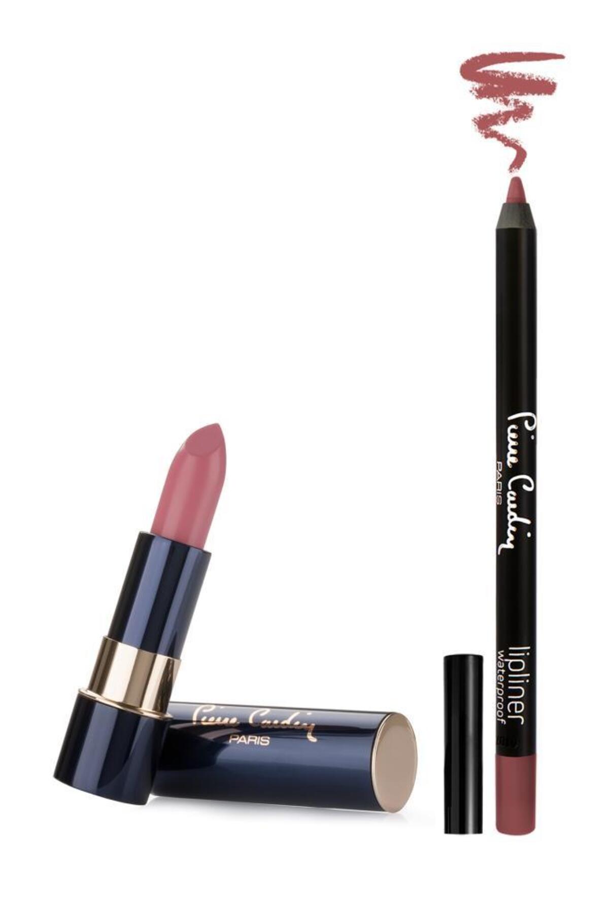Pierre Cardin Matte Rouge Mat Ruj Fushion Pink - Lipliner Suya Dayanıklı Dudak Kalemi-2'li Set