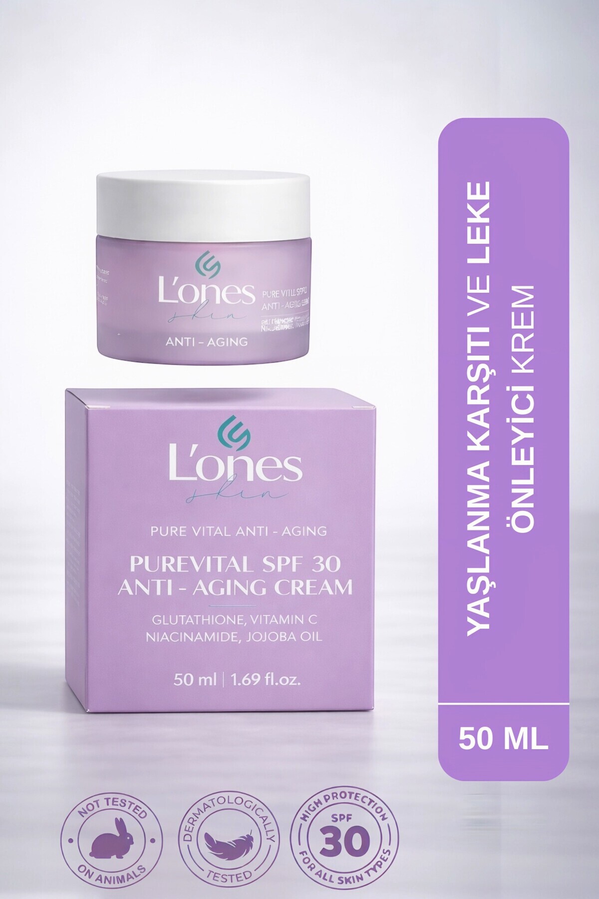 Lones Yaşlanma Karşıtı Aydınlatıcı Leke Önleyici Nemlendirici Krem Anti- Aging SPF 30 Cream 50 ml ( Tüm Cilt Tipleri )