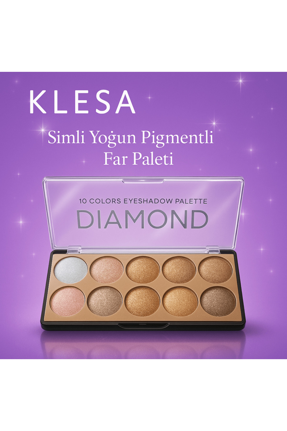 KLESA Diamond 10’lu Simli Far Paleti – Yoğun Pigmentli, Işıltılı, Günlük & Gece Makyajı