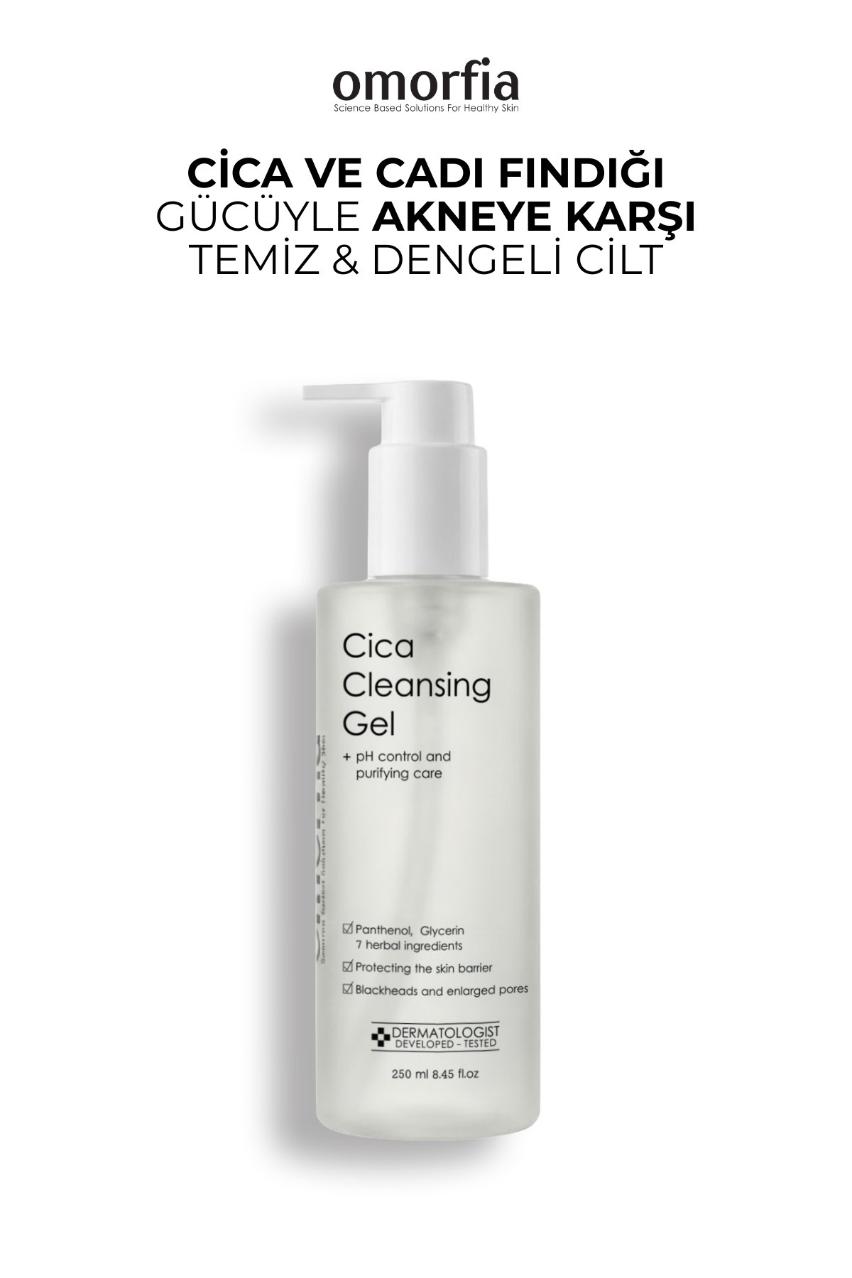 OMORFİA Cadı Fındığı Özlü, Ve Siyah Nokta Karşıtı Cica Yüz Temizleme Jeli 250 ml