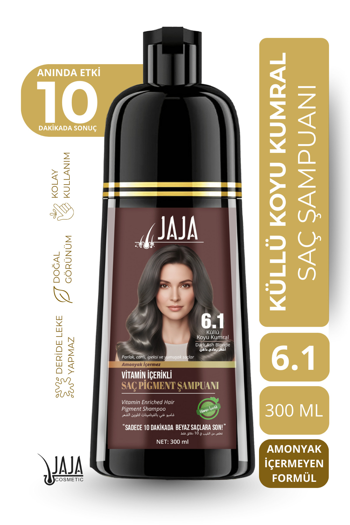 Jaja Küllü Koyu Kumral (Ash Dark Brown) Saç Pigment Şampuanı 6.1 | 300 ML & Vitamin İçerikli