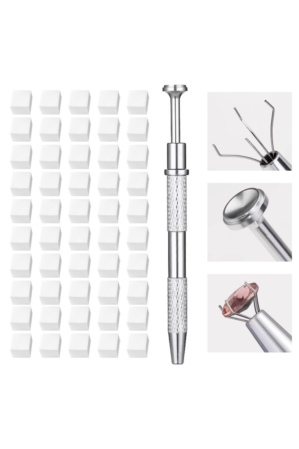 Venalisa 1 Adet Metal Tutucu + 50 Adet Tırnak Ombre Süngeri Nail Art Beyaz Renk