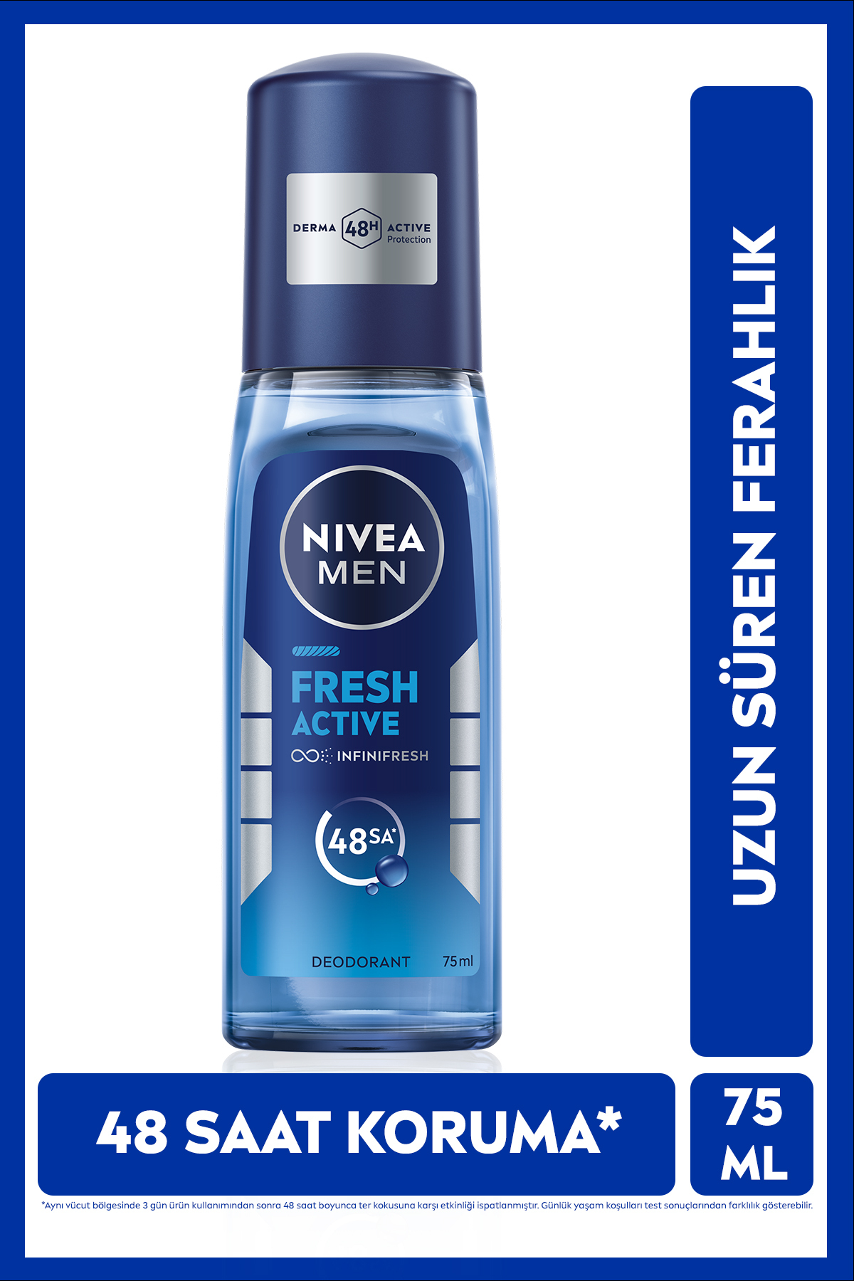 NIVEA MEN Erkek Pump Sprey Deodorant Fresh Active 75 ml,Ter Kokusuna Karşı Koruma,Alüminyum İçermez