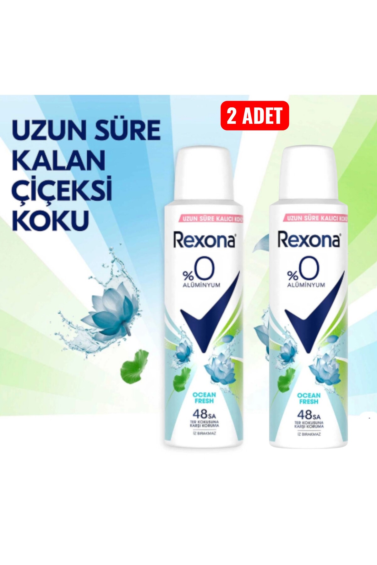 Rexona Kadın Sprey Deodorant Ocean Fresh %0 Alüminyum 150 ml Avantajlı Paket 2 Lİ