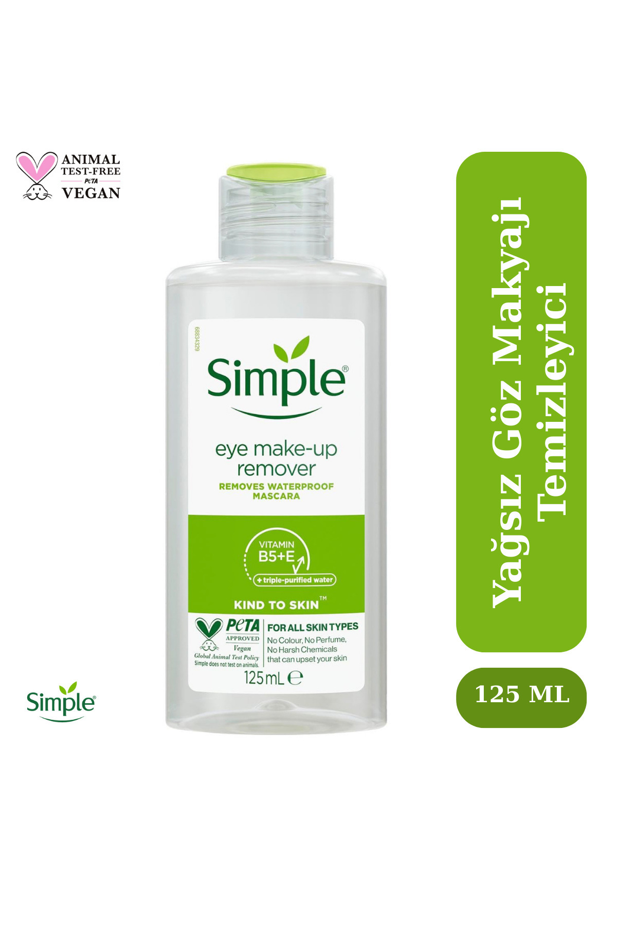 Simple Kind to Skin Suya Dayanıklı Maskarayı Çıkaran Yağsız Makyaj Temizleyicisi 125 ML