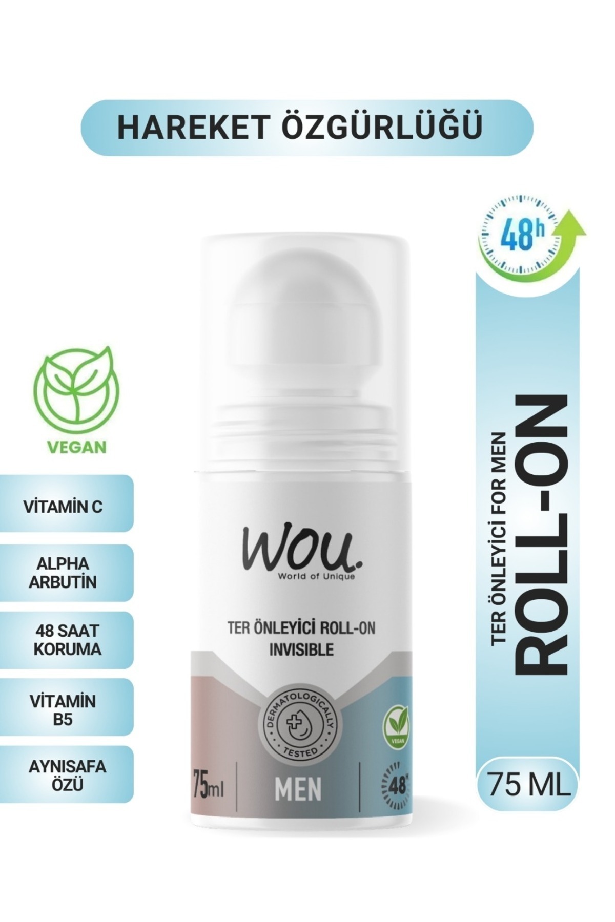 WOU World of Unique Wou Ter Önleyici Leke Karşıtı Roll-On 75 ml Men
