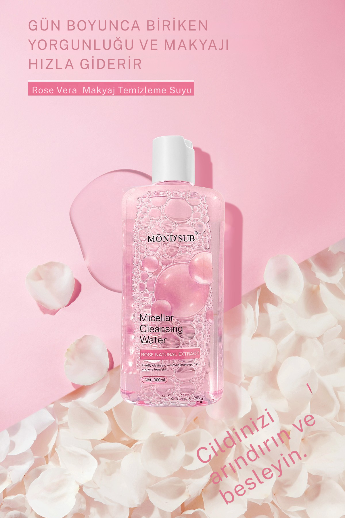 MondSub Gül Özlü Micellar Makyaj Temizleme Suyu (300ml)