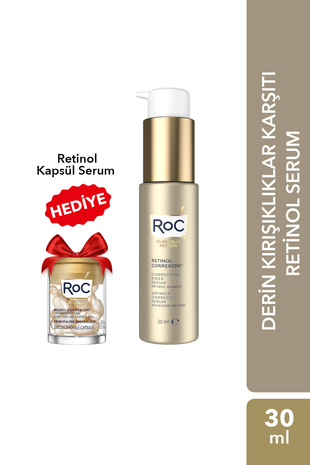 Roc Retinol Kapsül Serum Hediyeli Retinol ve Mineral Kompleks İçerikli Kırışıklık Karşıtı Serum 30 ML