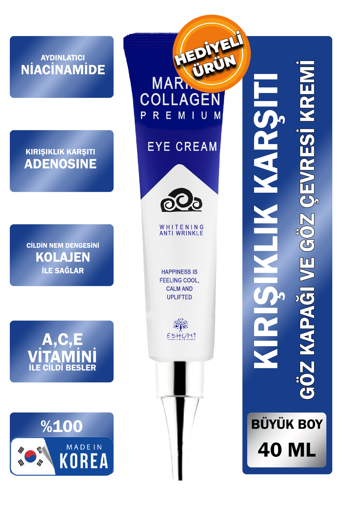 ESHUMİ Korean Saf Collagen Ve Niasinamid Içeren Göz Çevresi Ve Göz Kapağı Kırışıklık Kremi