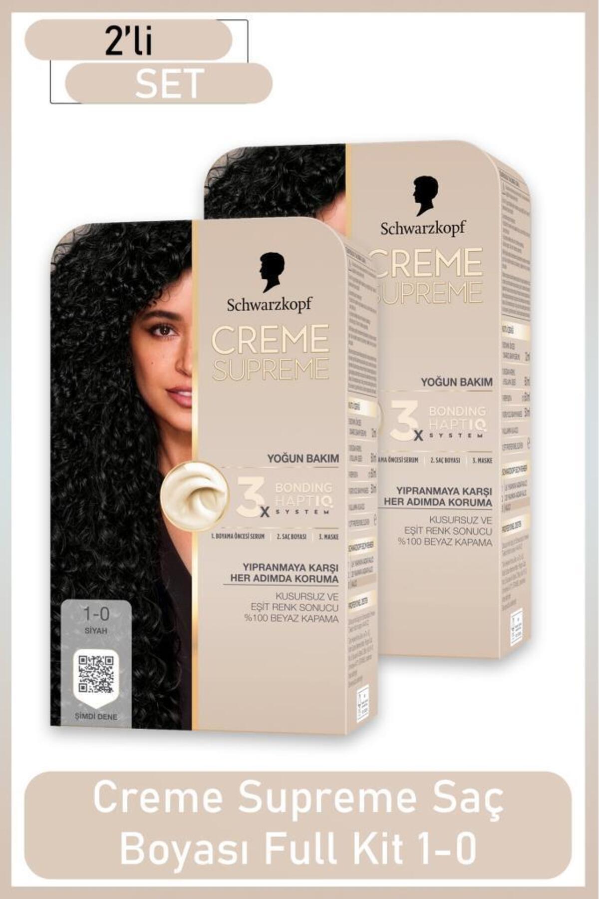 Schwarzkopf Creme Supreme Full Kit 1-0 Siyah x2 Adet