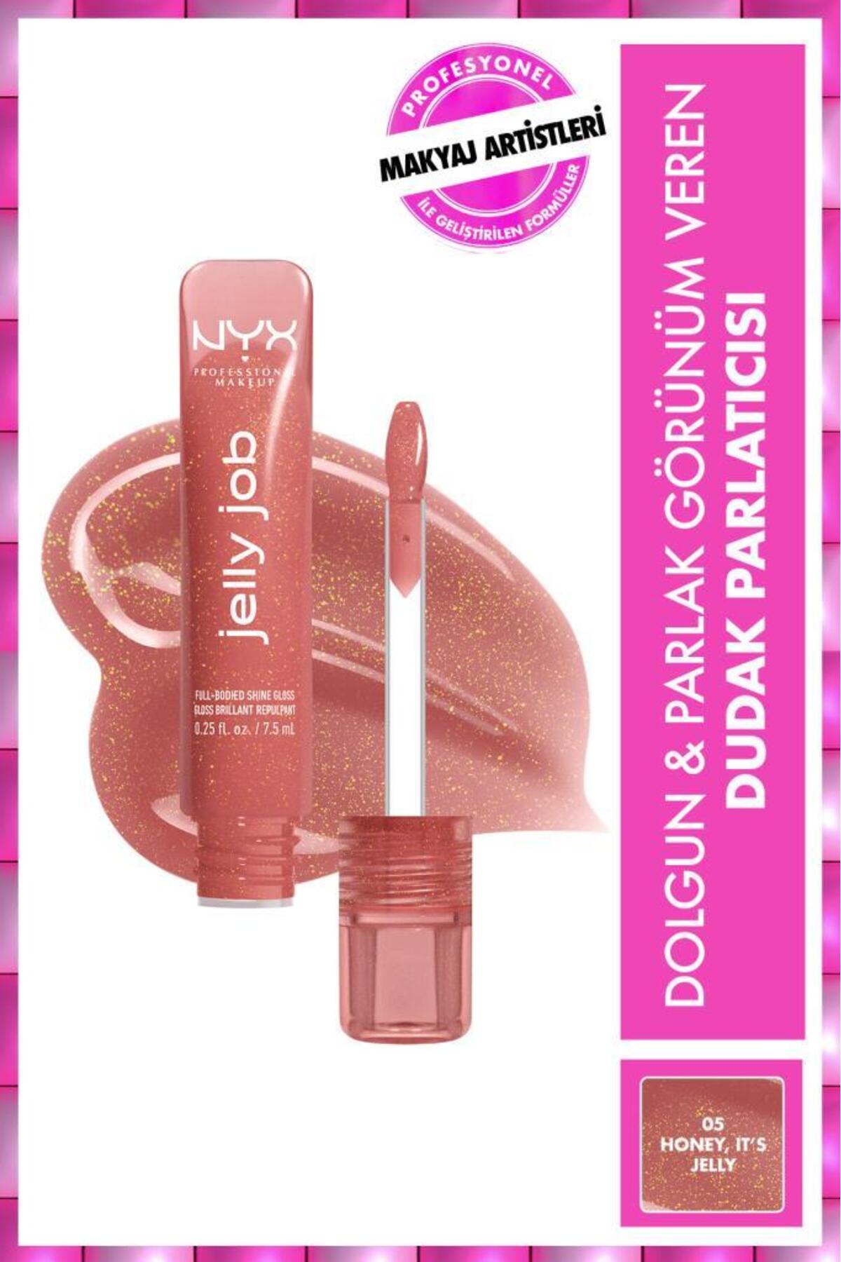 NYX Professional Makeup Jelly Job Dolgun & Parlak Görünüm Veren Dudak Parlatıcısı - 05 Honey, İt's Jelly, Lip Gloss