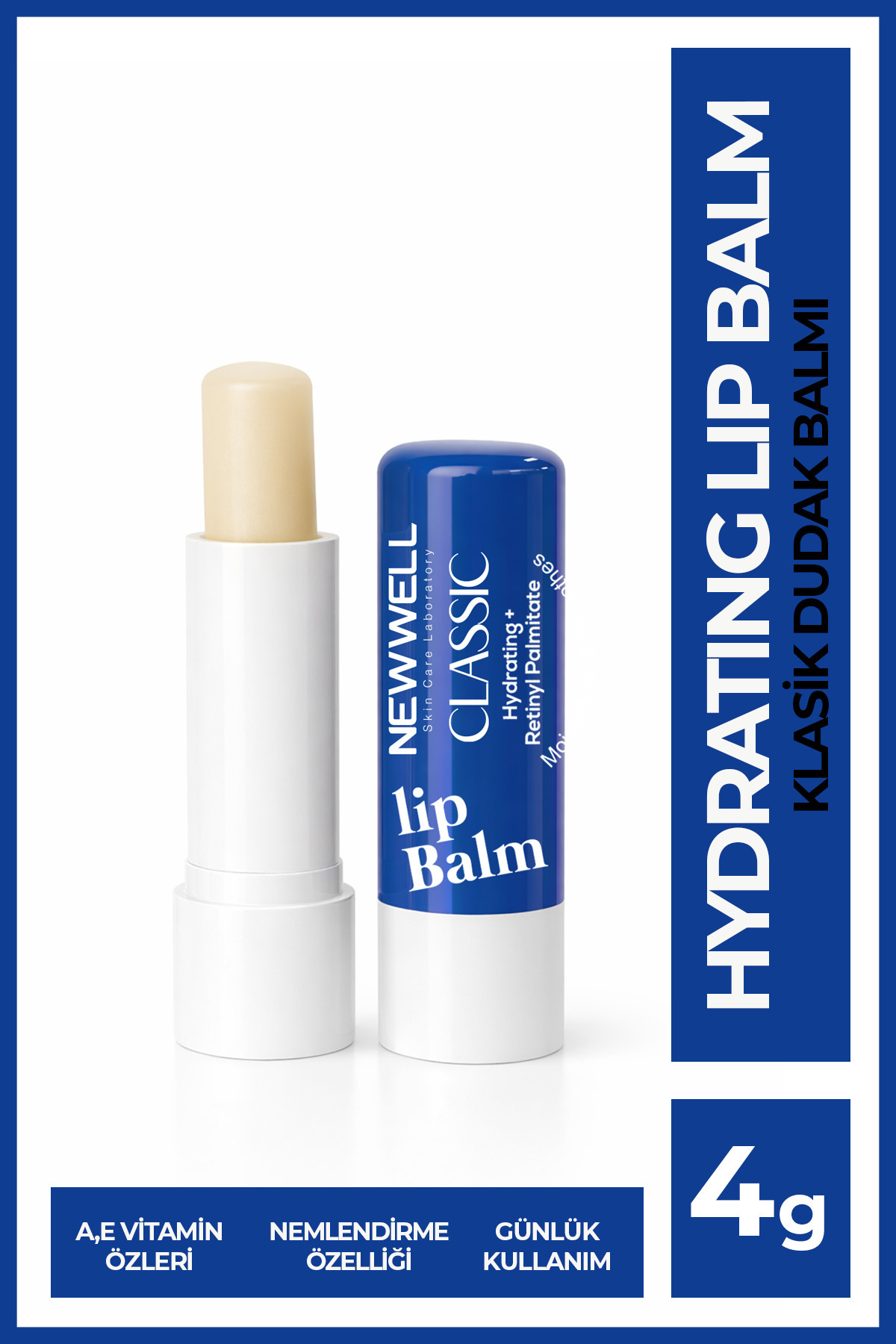 New Well Classic Hydrating Lip Balm – Klasik Nemlendirici Dudak Bakım Kremi 4 gr