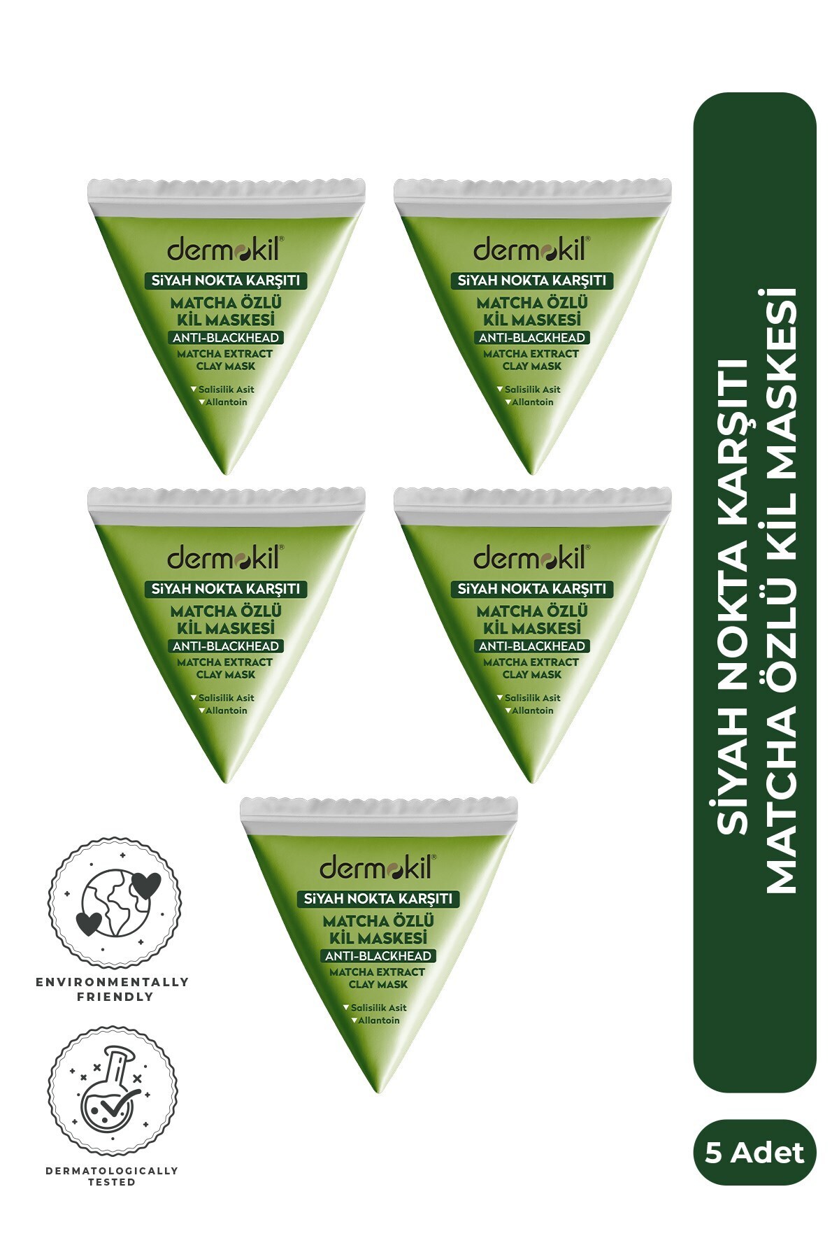 Dermokil Siyah Nokta Karşıtı Matcha Özlü Kil Maskesi 9 ml x 5 Adet