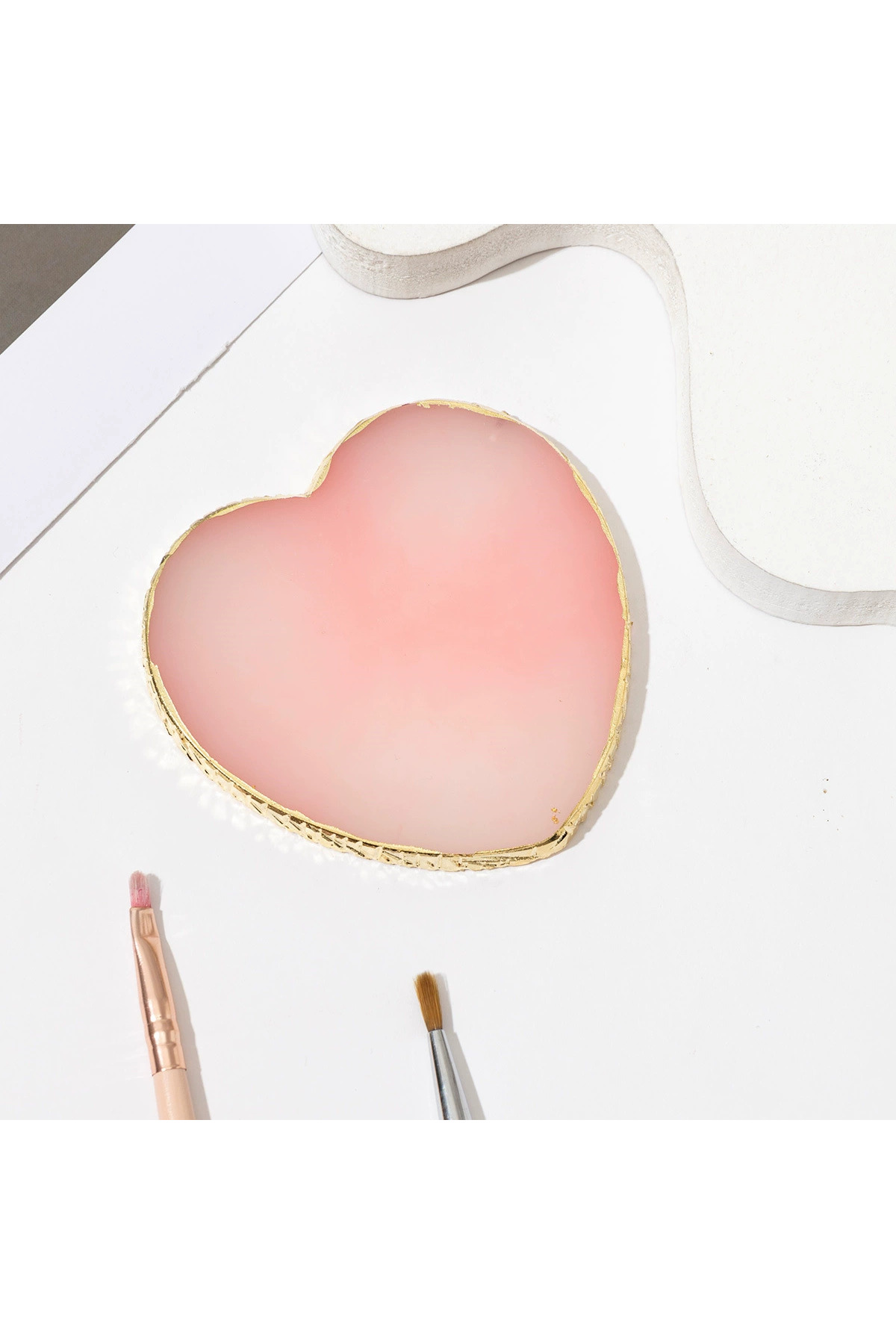 Venalisa Kalp Şekli Nail Art Ve Tırnak Paleti, Oje Ve Boya Karıştırma Paleti Reçine Palet - Pembe