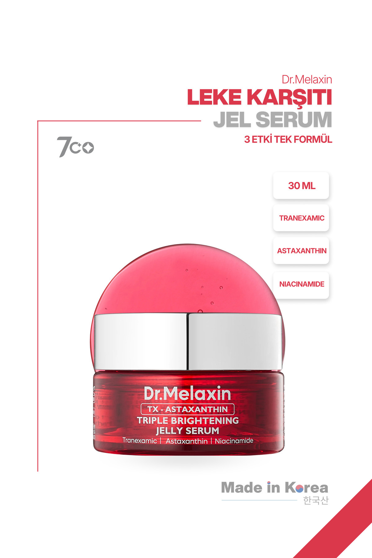 Dr.Melaxin Leke Karşıtı Jel Serum | Tranexamic + Astaxanthin + Niacinamide | 3 Etki Tek Formül 30ml