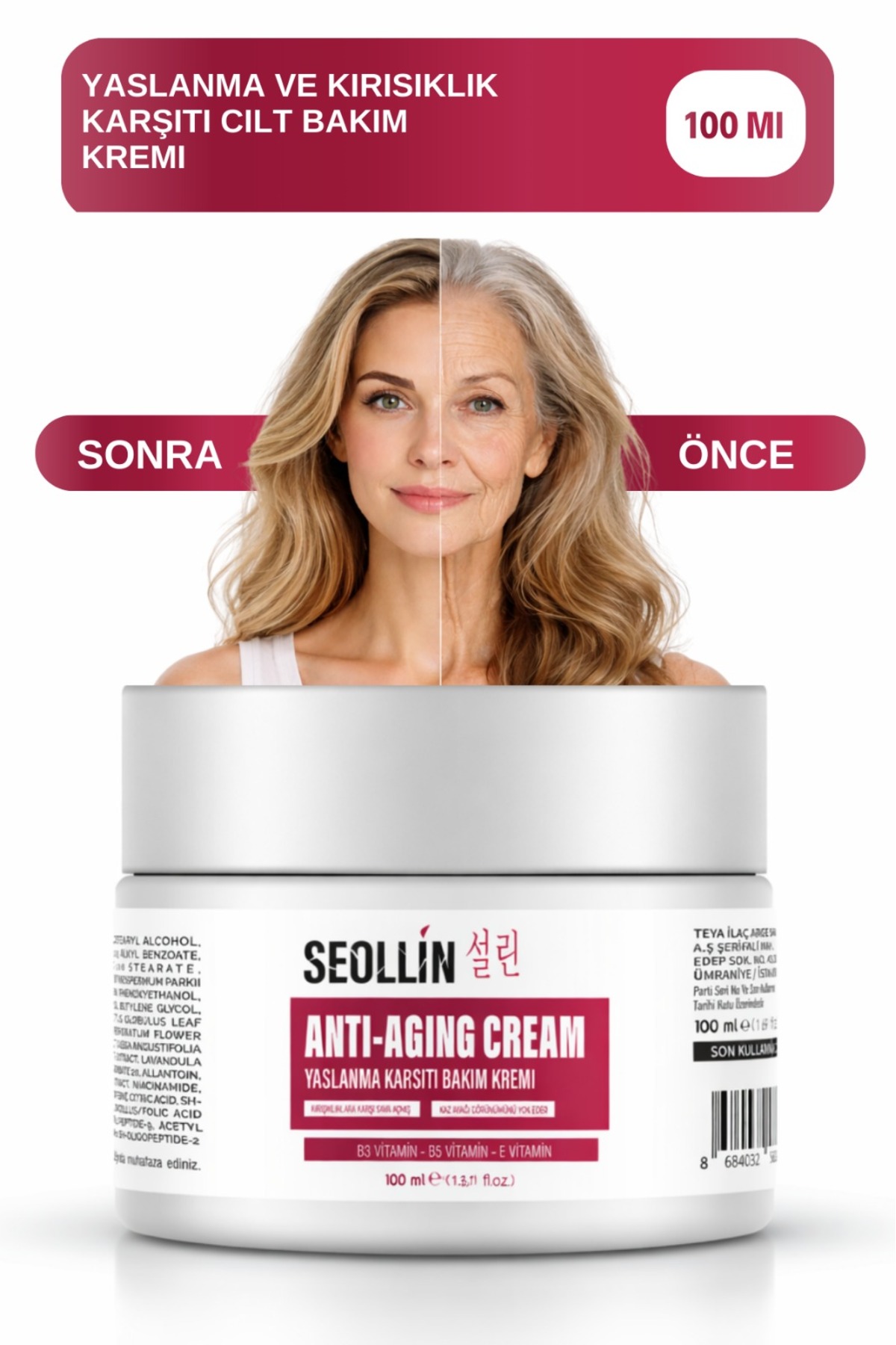 SEOLLİN Gençleştiren Botox Etkili Yaşlanma Karşıtı Ve Kırışıklık Karşıtı Leke,giderici Krem 100 ml