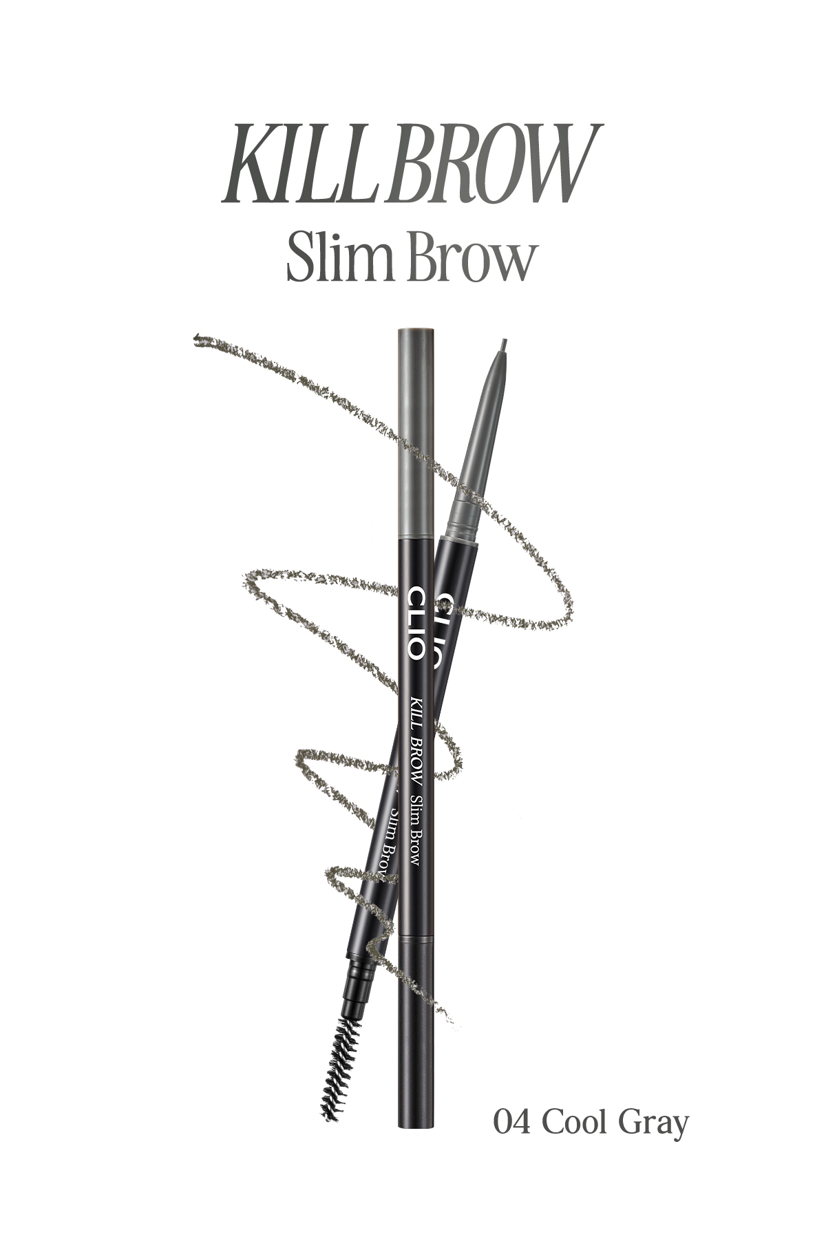 CLIO Doğal Görünüm Sunan Ultra İnce Uçlu Çift Taraflı Kaş Kalemi Kill Brow Slim Brow (04 Cool Gray)